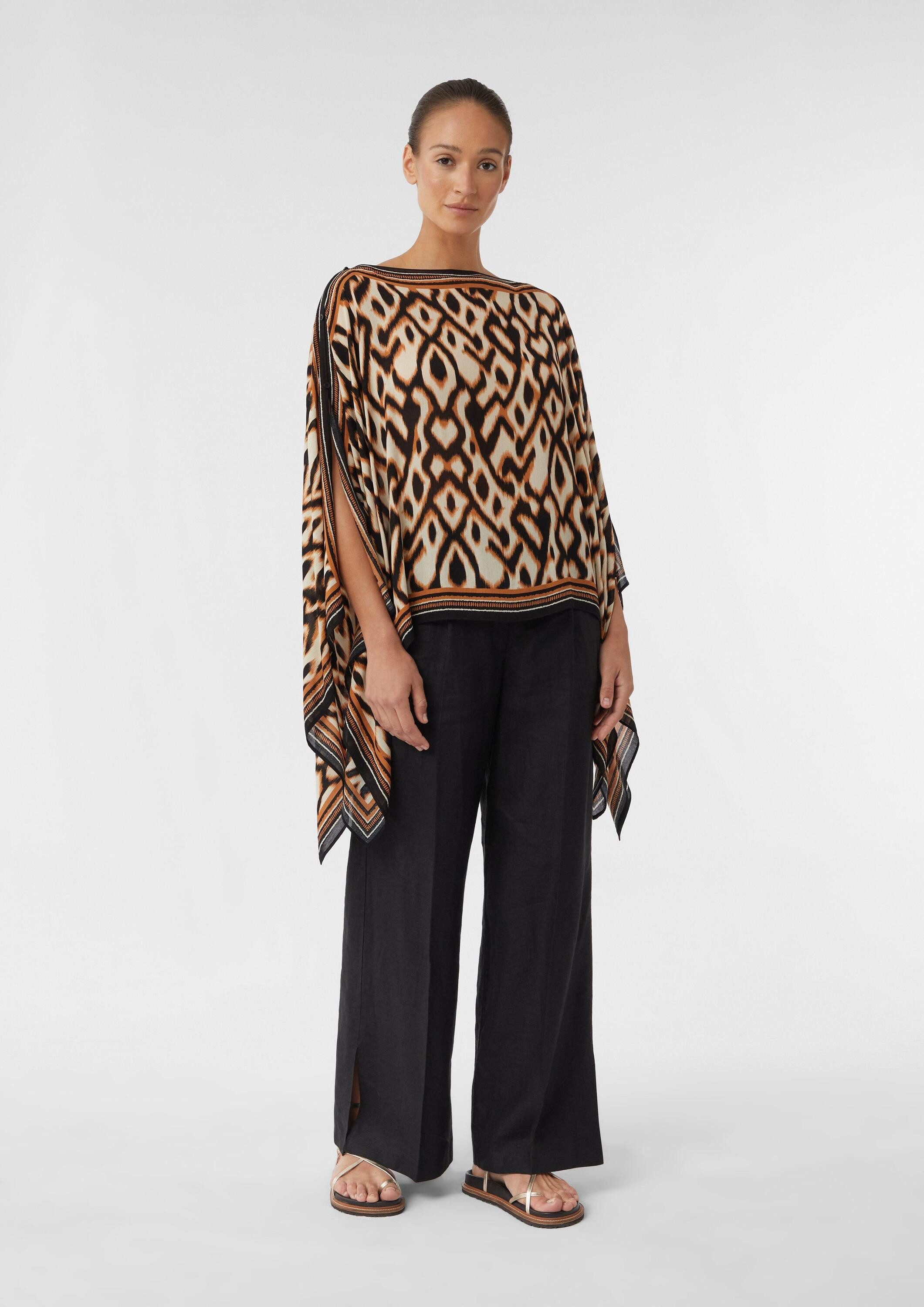 comma Poncho Indoor-Poncho Chiffon-Poncho mit All-over-Print