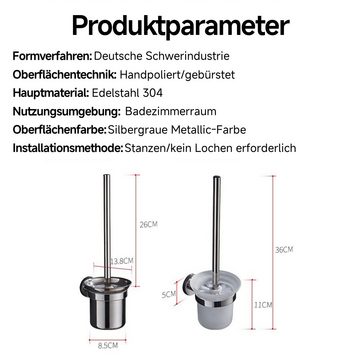 Caterize WC-Reinigungsbürste Klobürste, Toilettenbürste WC Bürste Ohne Bohren Edelstahl + Glas, (4-tlg)