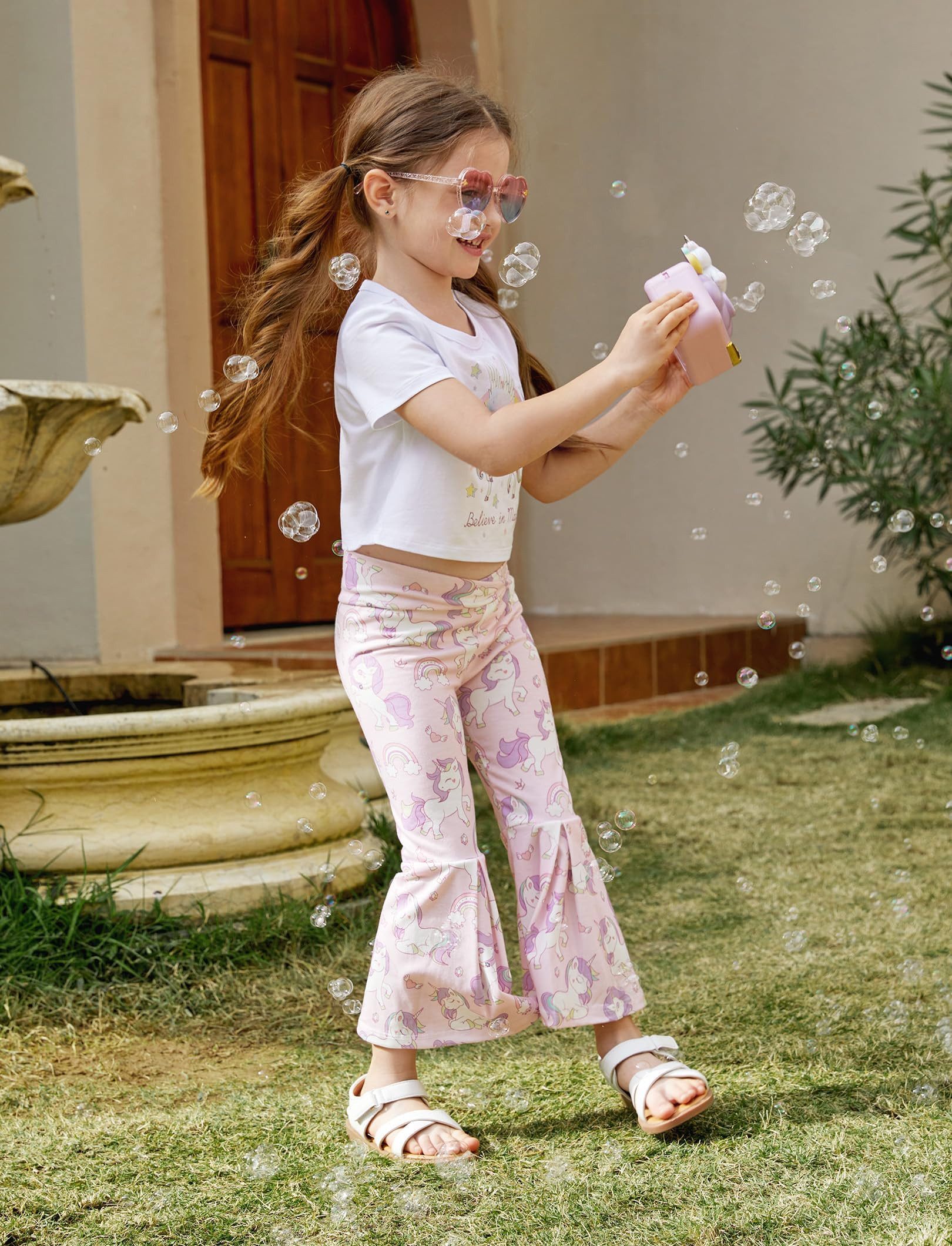 YI Kinderanzug Regenbogen Pony Mädchen Kleidung Sets Sommer,T-Shirt&Hosen-Outfits