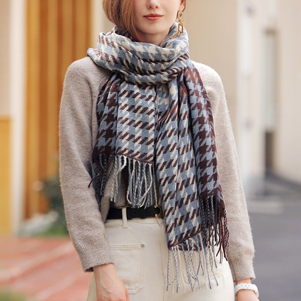 ManKle Modeschal Damen Schal Warm Winter mit quasten 70 x 180 cm