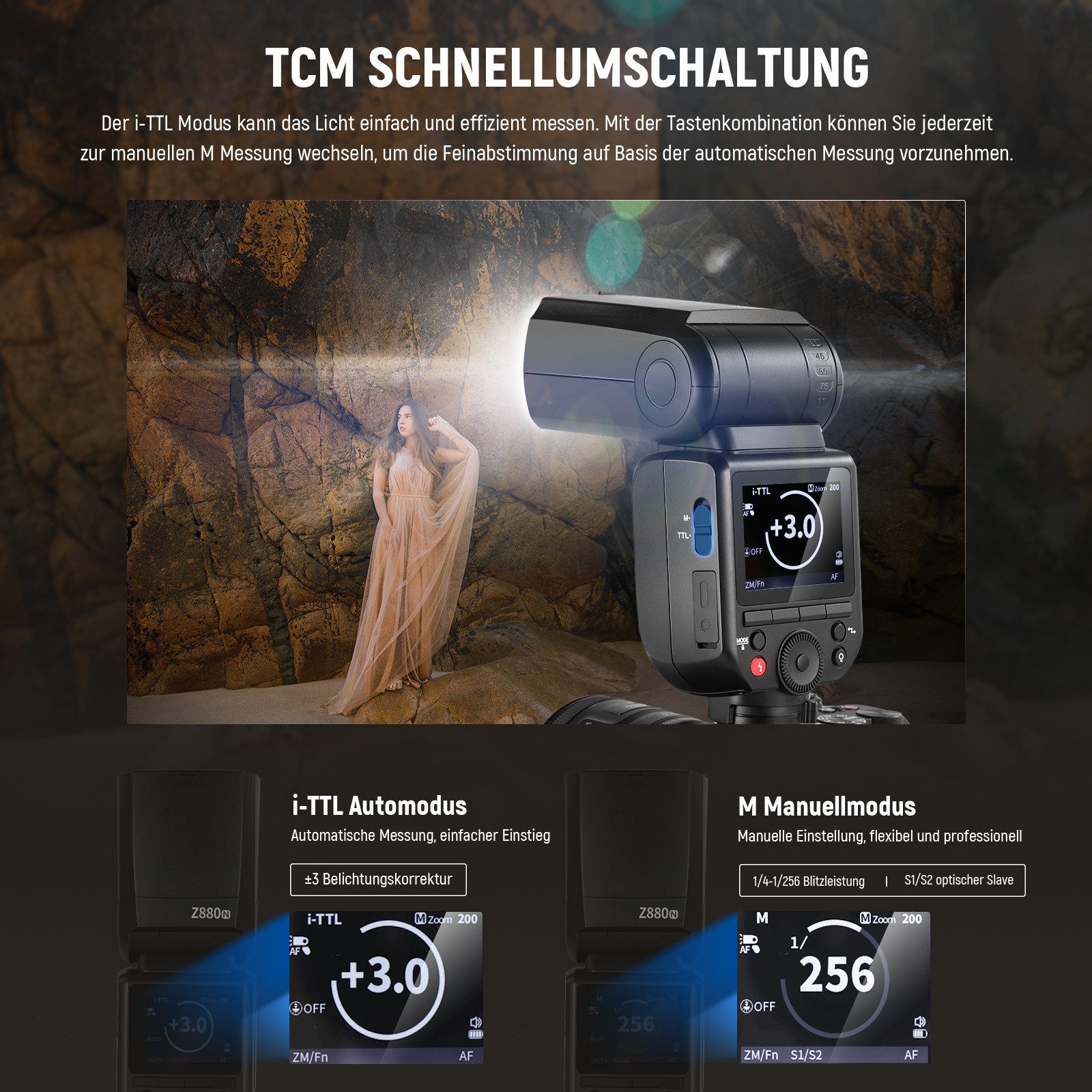 Neewer Z880-N 2,4G 76Ws TTL Blitzgerät für Nikon, 1/8000s HSS 3000mAh Blitze Blitzgerät, (kompatibel mit Godox, TTL/M Schnellschalter TCM Taste Volle Leistung)