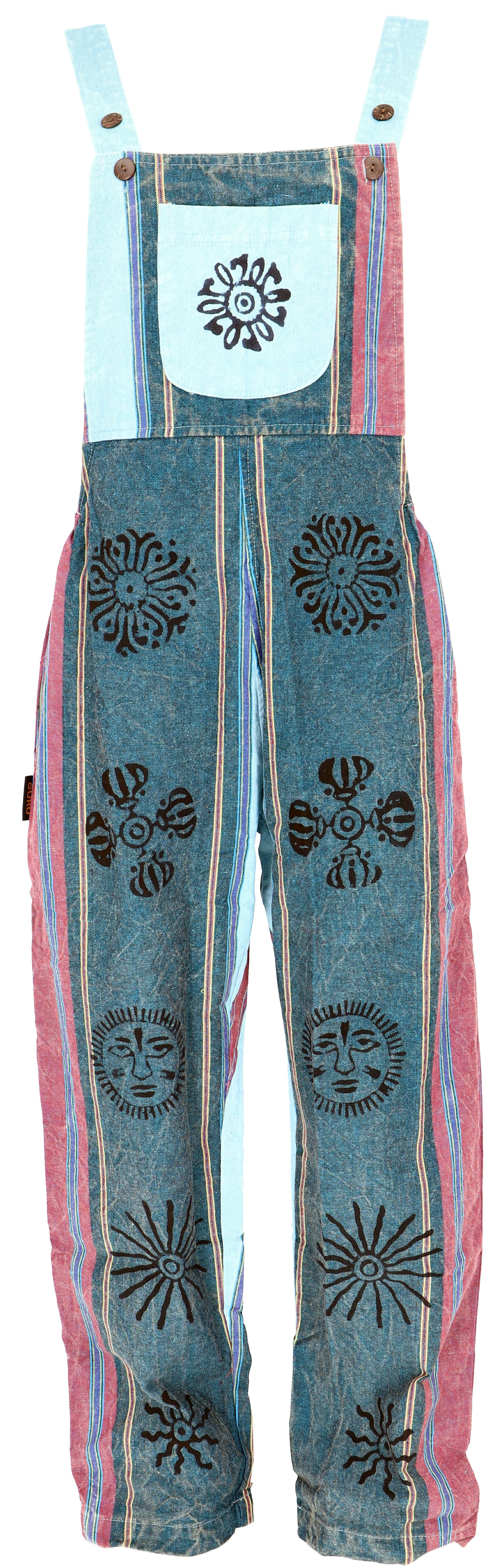 Guru-Shop Relaxhose Latzhose, Ethno Style Boho oversize Einteiler,.. alternative Bekleidung