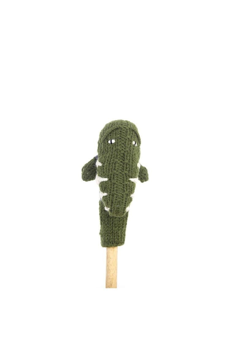 Gogo Olive Fingerpuppe Garwe - Krokodil, Handgefertigt · Recyceltes Glas · Unikat