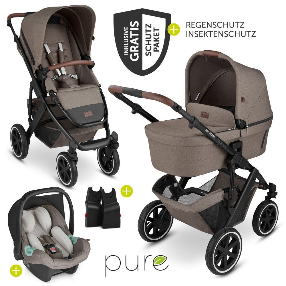 ABC Design Kombi-Kinderwagen Salsa 4 Air - Pure Edition - Nature, (9-tlg),  3in1 Kinderwagen Buggy Set mit Lufträdern, Babywanne, Babyschale Tulip,  Regenschutz & Zubehör - Kollektion 2023