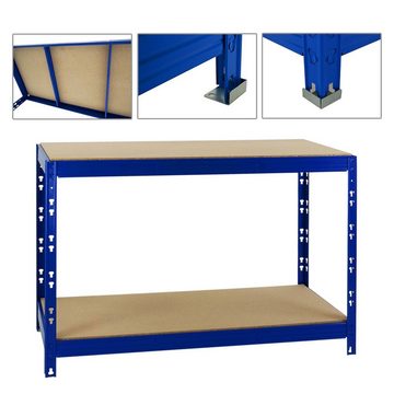 PROREGAL® Werkbank Mega Deal, 2x Werkbank Tiger 300 kg Fachast HxBxT 90x140x60 cm Blau