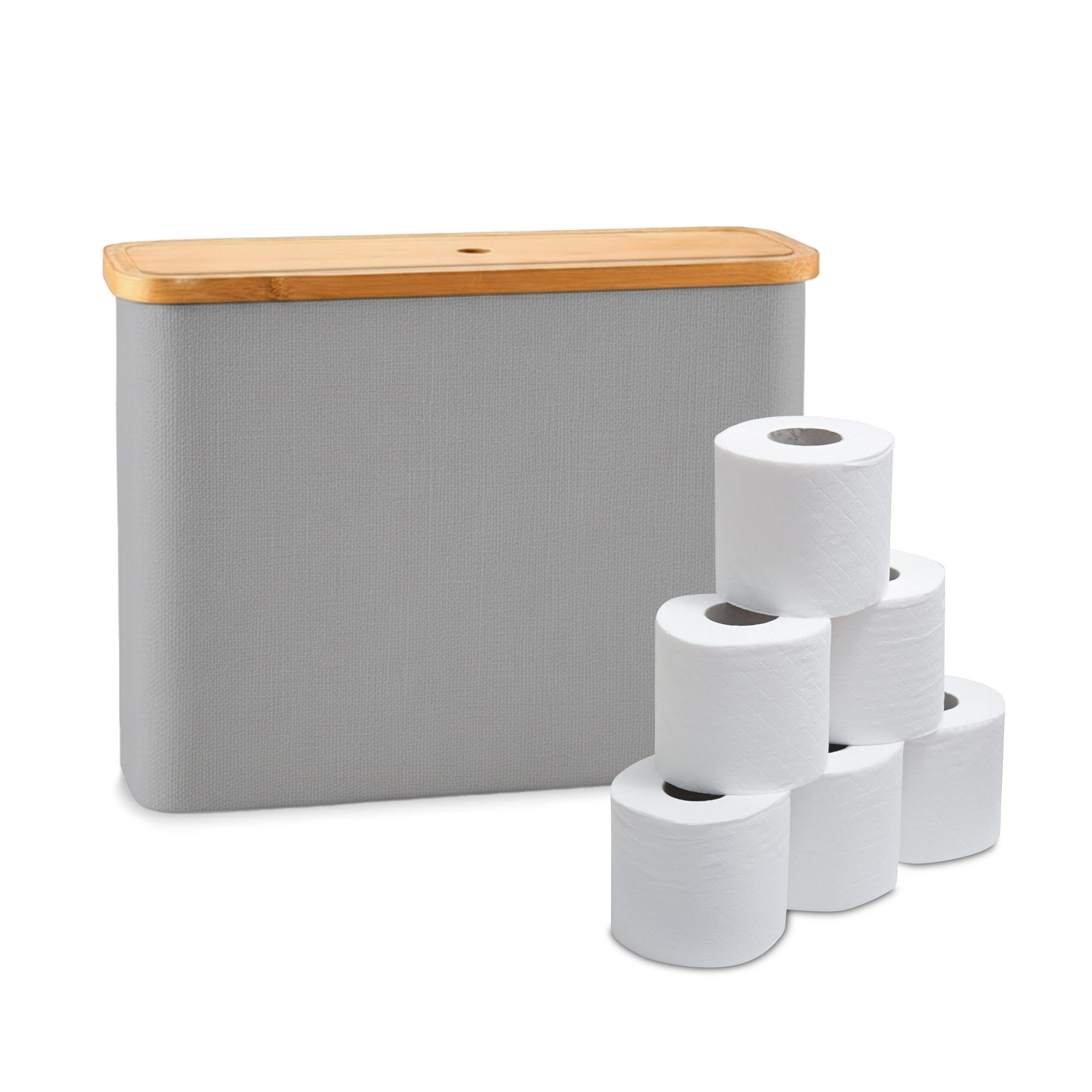 relaxdays Toiletten-Ersatzrollenhalter Toilettenpapier Aufbewahrung 12 Rollen, grau