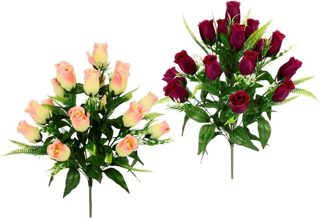 Kunstpflanze »Rosenstrauß«, I.GE.A., Höhe 53 cm, 2er Set, künstlicher Rosenbusch Kunstblumen Strauß Bouquet Seidenblumen Blumenbouquet Blumenstrauß Blumenarrangements für Frau Freundin/Muttertag/Geburtstag/Hochzeitstag/Jahrestag-Otto