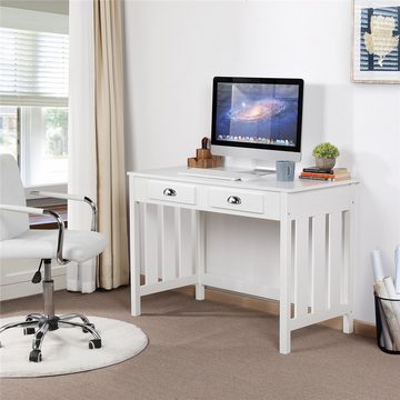 Yaheetech Schreibtisch, Arbeitstisch mit 4 Schubladen und Abnehmbarem Ablagefach