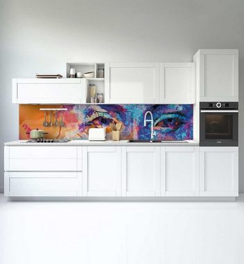 MyMaxxi Dekorationsfolie Küchenrückwand abstrakt gemalte Augen selbstklebend Spritzschutz Folie