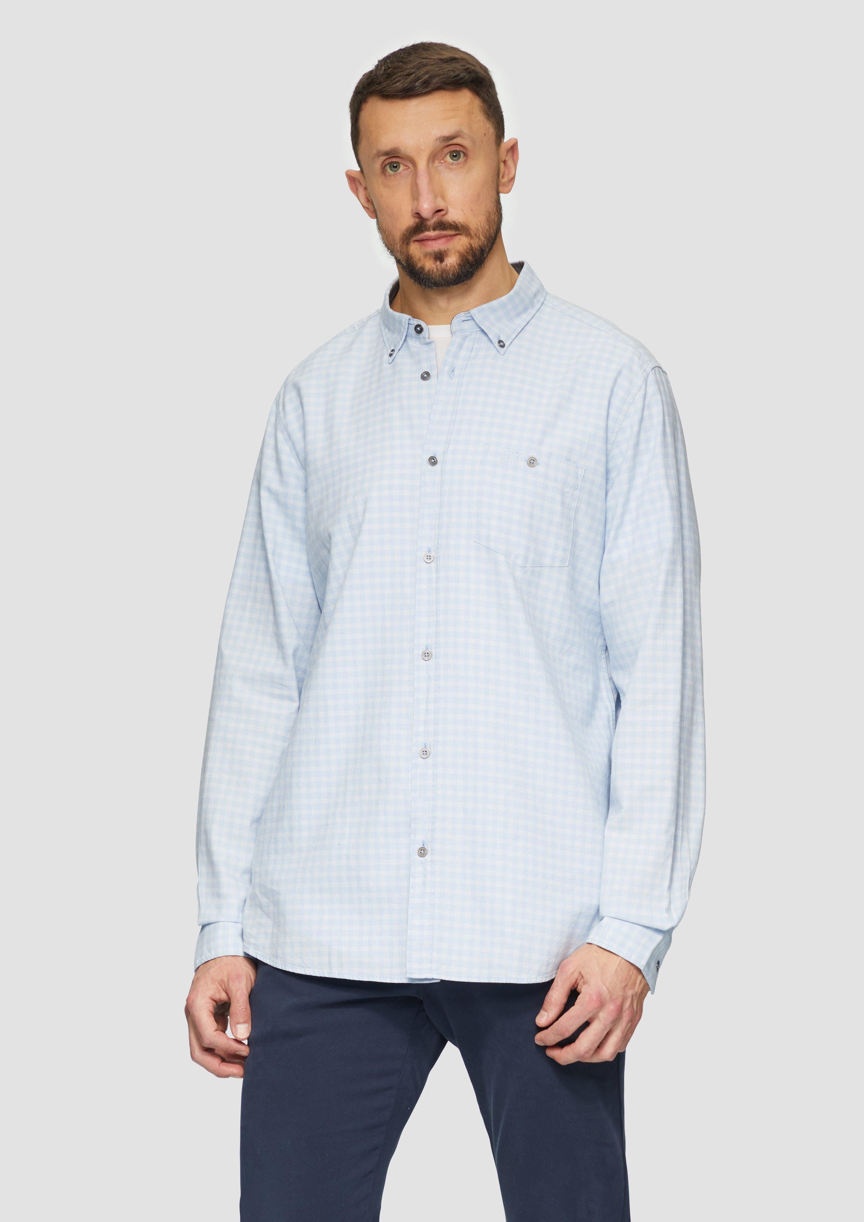 Langarmhemd Regular Fit: Kariertes Hemd mit Button-Down-Kragen