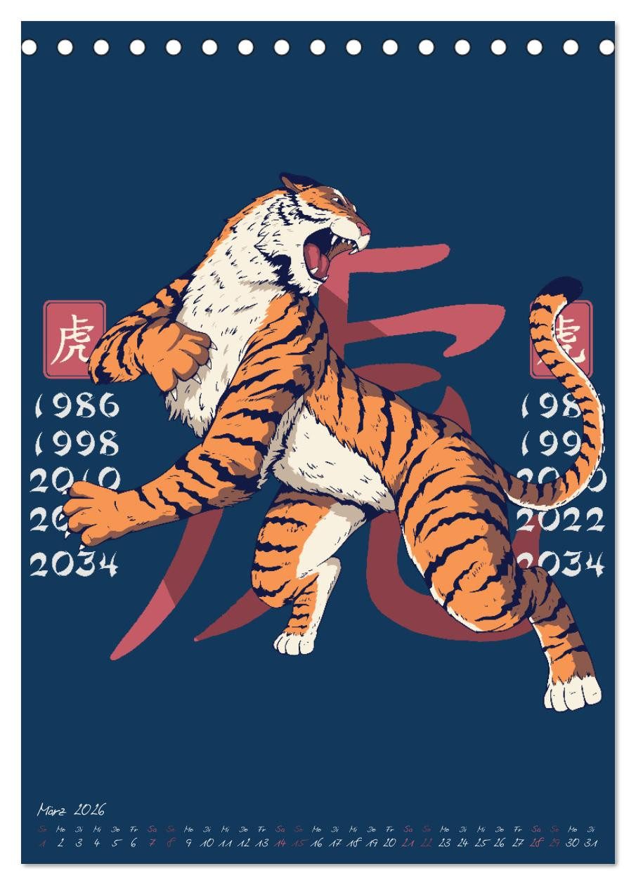 CALVENDO Wandkalender Chinesische Tierkreiszeichen (Tischkalender 2026 DIN A5 hoch), CALVEND