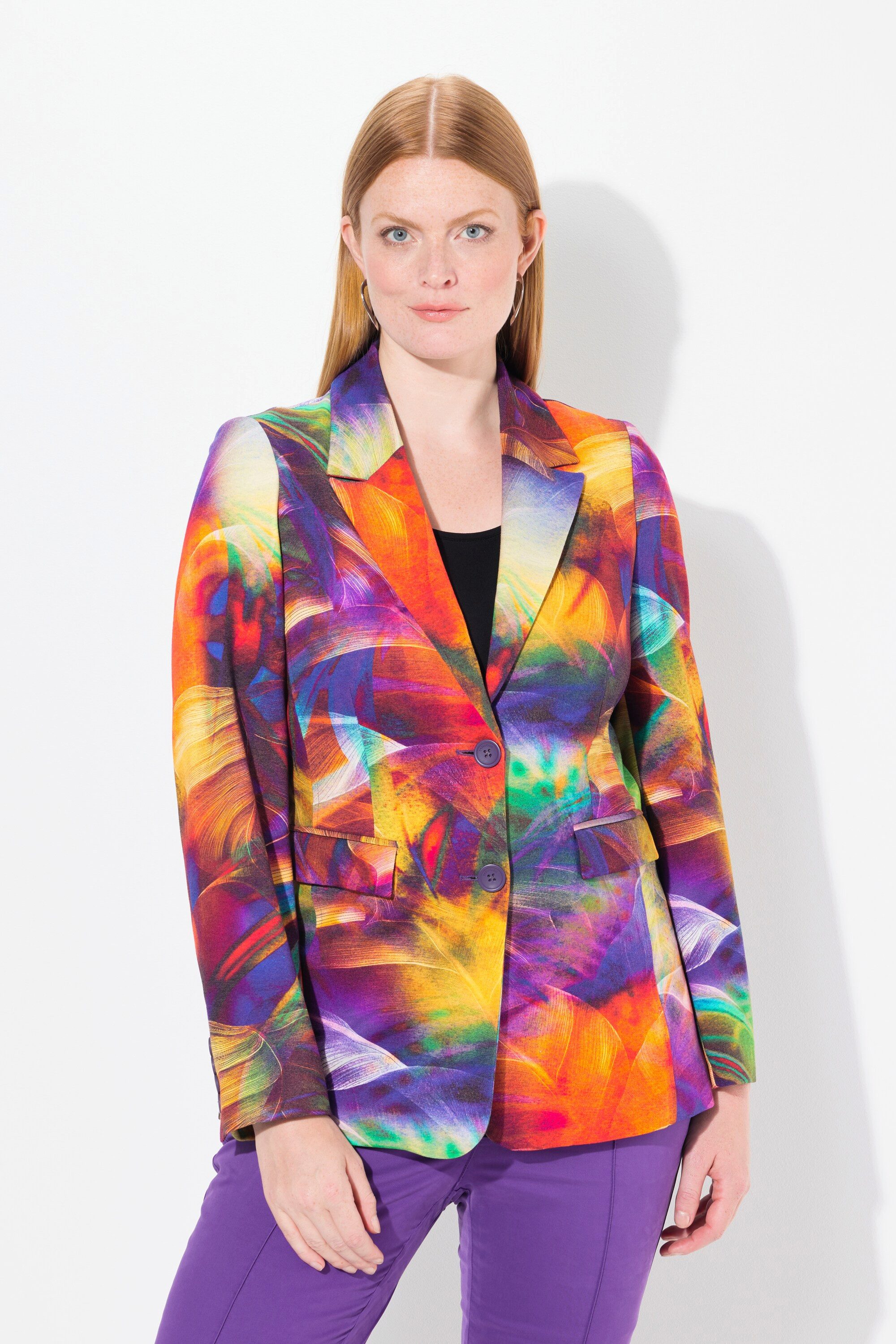 Ulla Popken Blusenblazer Blazer Punto di Roma Reverskragen Langarm