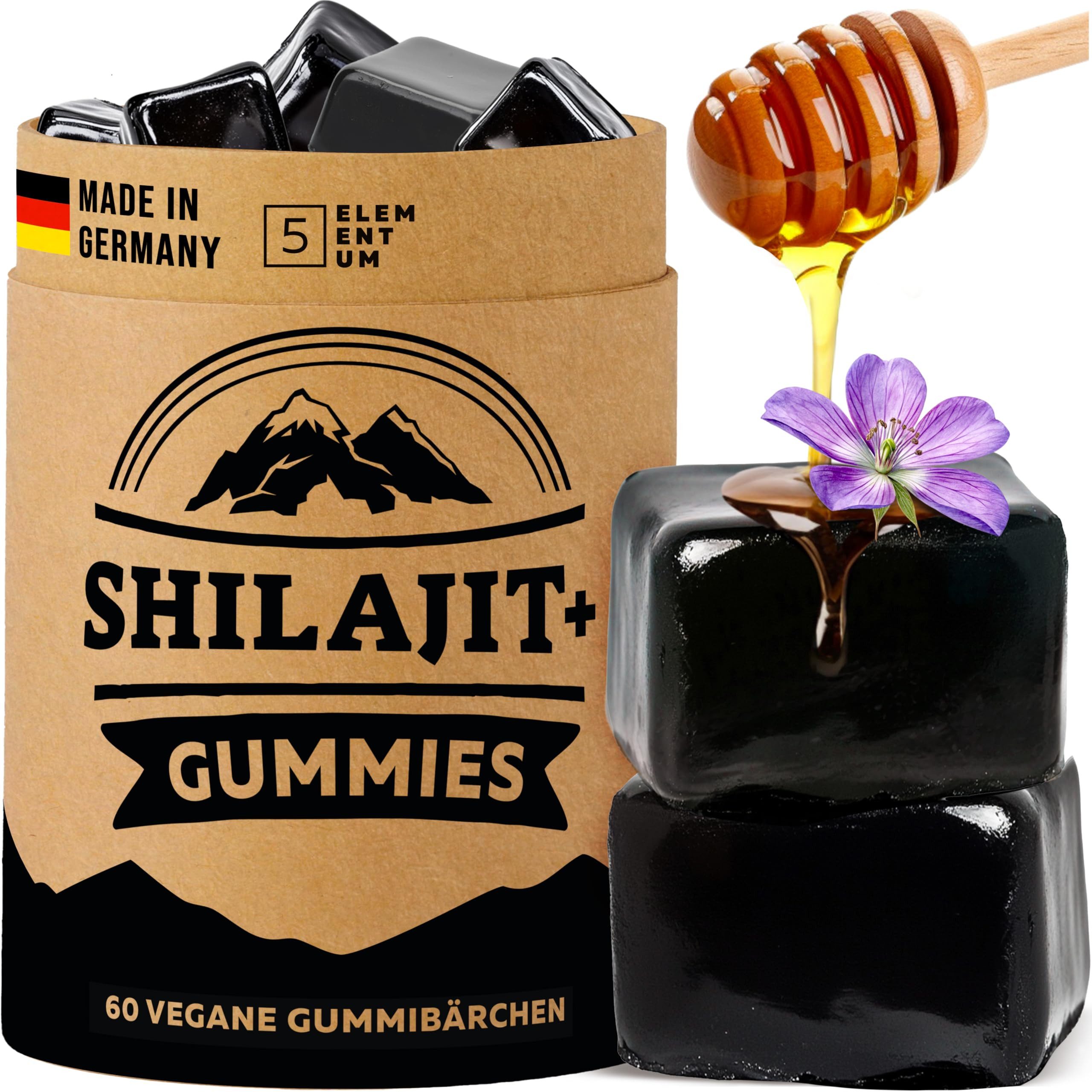 5 Elementum Shilajit Original Gummies - 1600mg pro Tagesdosis Kapseln, Shilajit aus dem Himalaya für Energie & Vitalität - 100% Natürlich & Vegan à 210 g