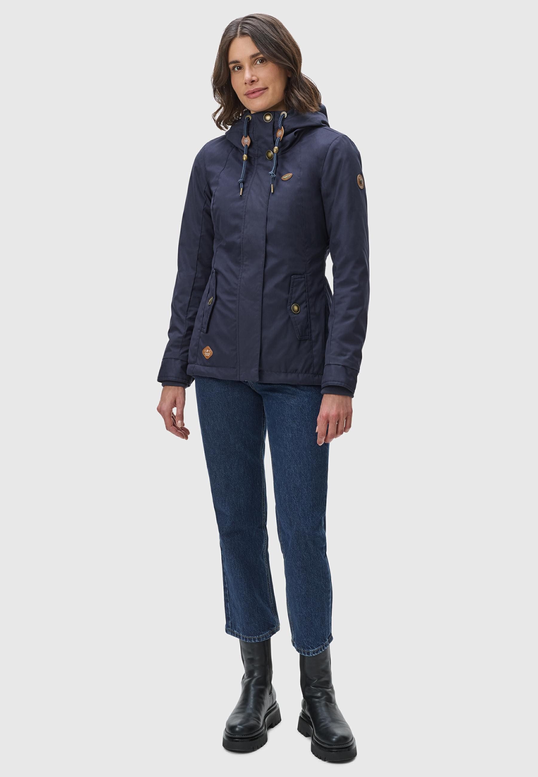 Ragwear Winterjacke Monade Damen Winterparka mit Kapuze und m. Fleece gefüttert