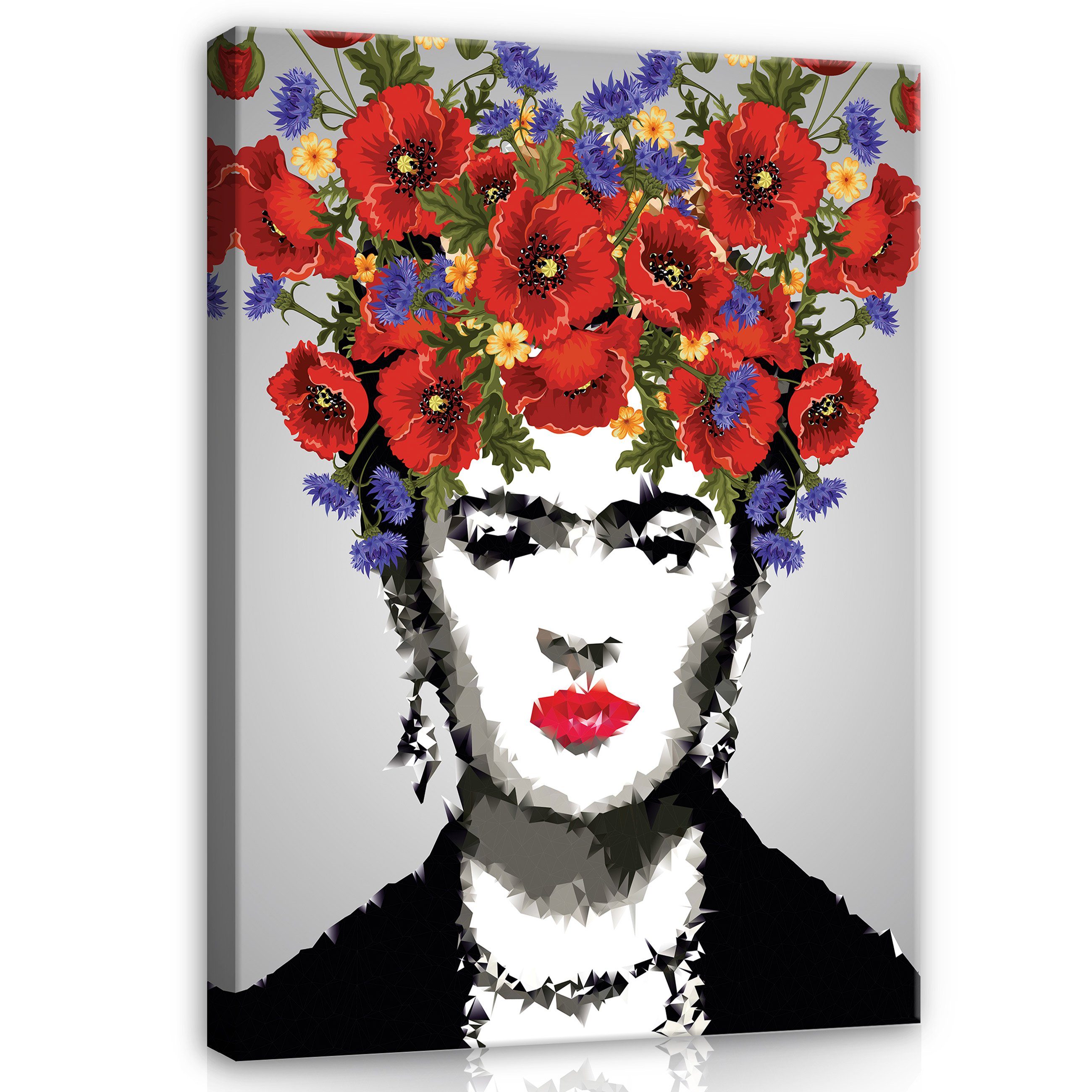 Wallarena Leinwandbild Frida Kahlo Blumen Frau günstig online kaufen