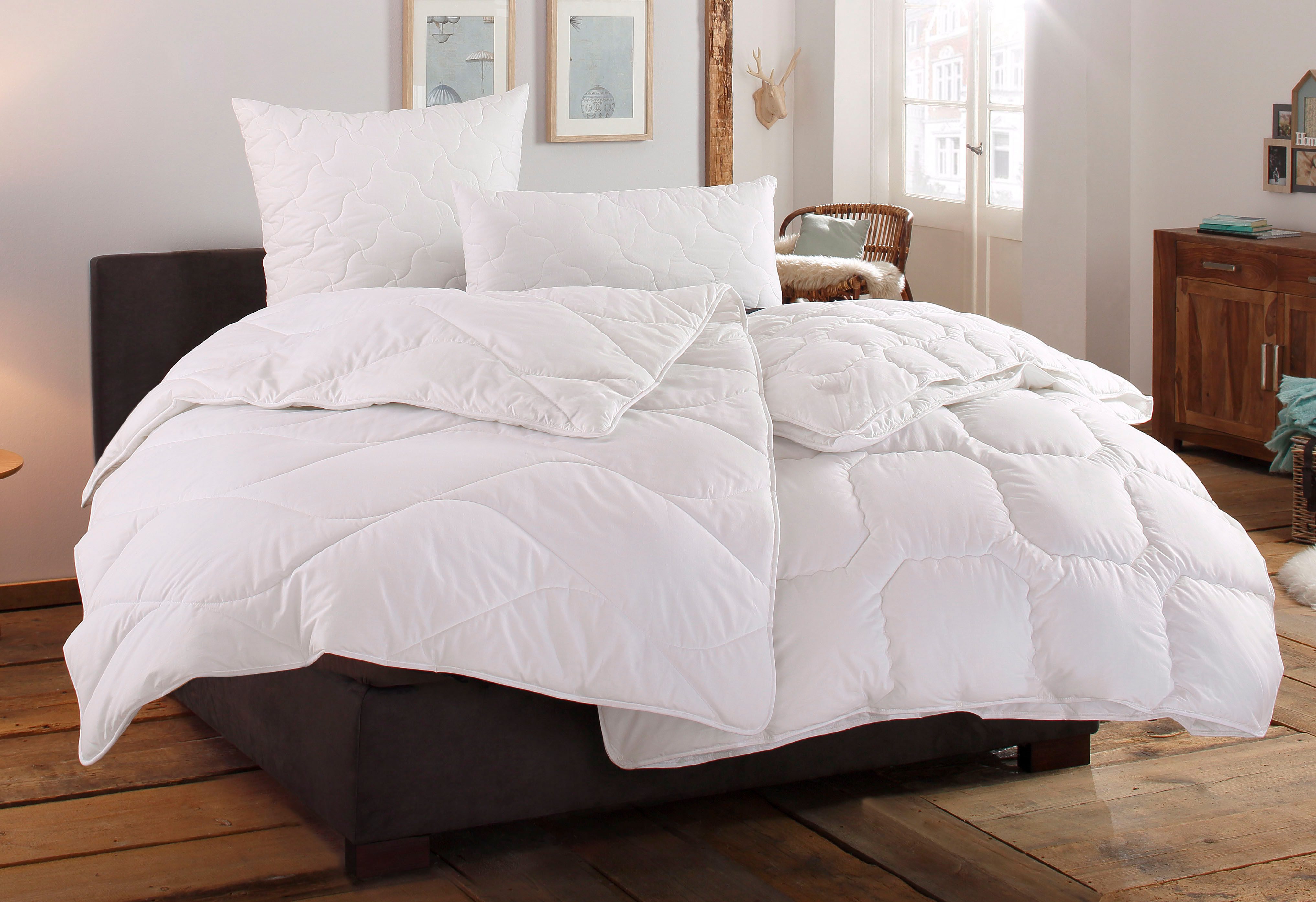OTTO home Microfaserkissen Fantasy Kopfkissen 40x80 oder 80x80 cm, Made in Germany, Füllung: 100% recyceltem, klimaregulierendes Polyester, Bezug: Bio-Baumwolle – Bild 4 von 5