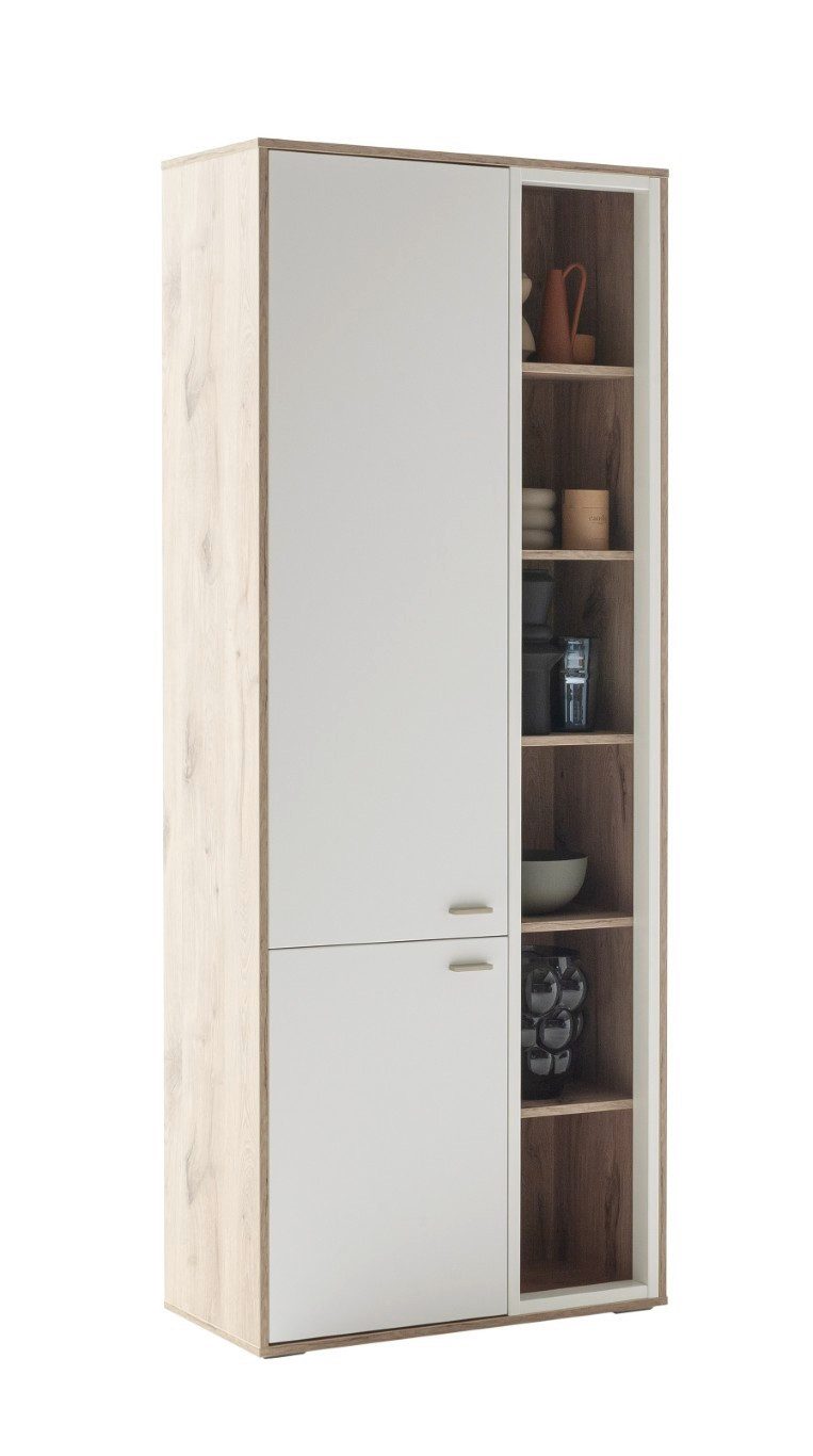 MCA furniture Vitrine Kombi-Vitrine Santerno, Soft white / Viking Oak, ohne Beleuchtung