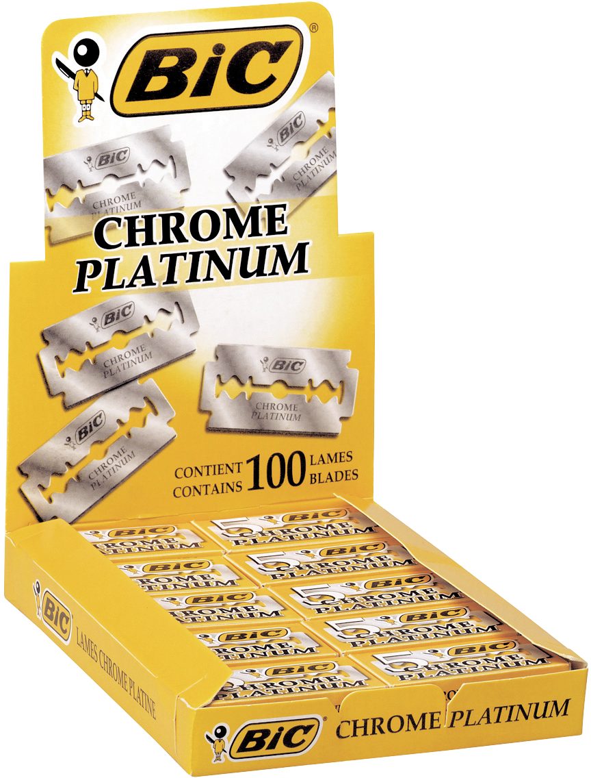 BIC Rasierklingen BIC Rasierklingen, 100 Stück, Chrome Platinum, für Rasierhobel, 100-tlg.