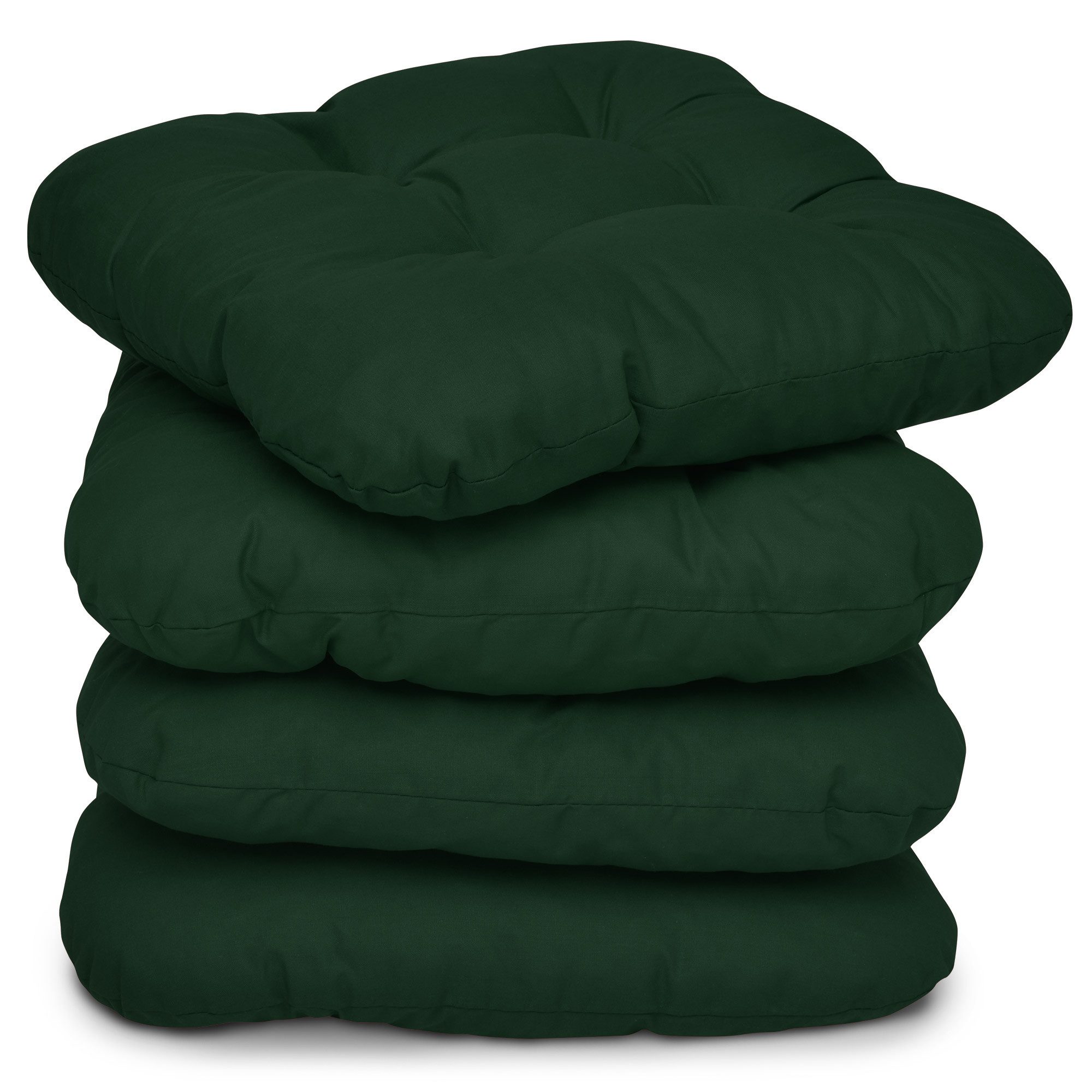 Beautissu Stuhlkissen 4er Set Sitzkissen Lisa Dunkelgrün, 40x40x8cm, Indoor & Outdoor Kissen mit 8cm Schaumstoff Füllung, widerstandsfähig