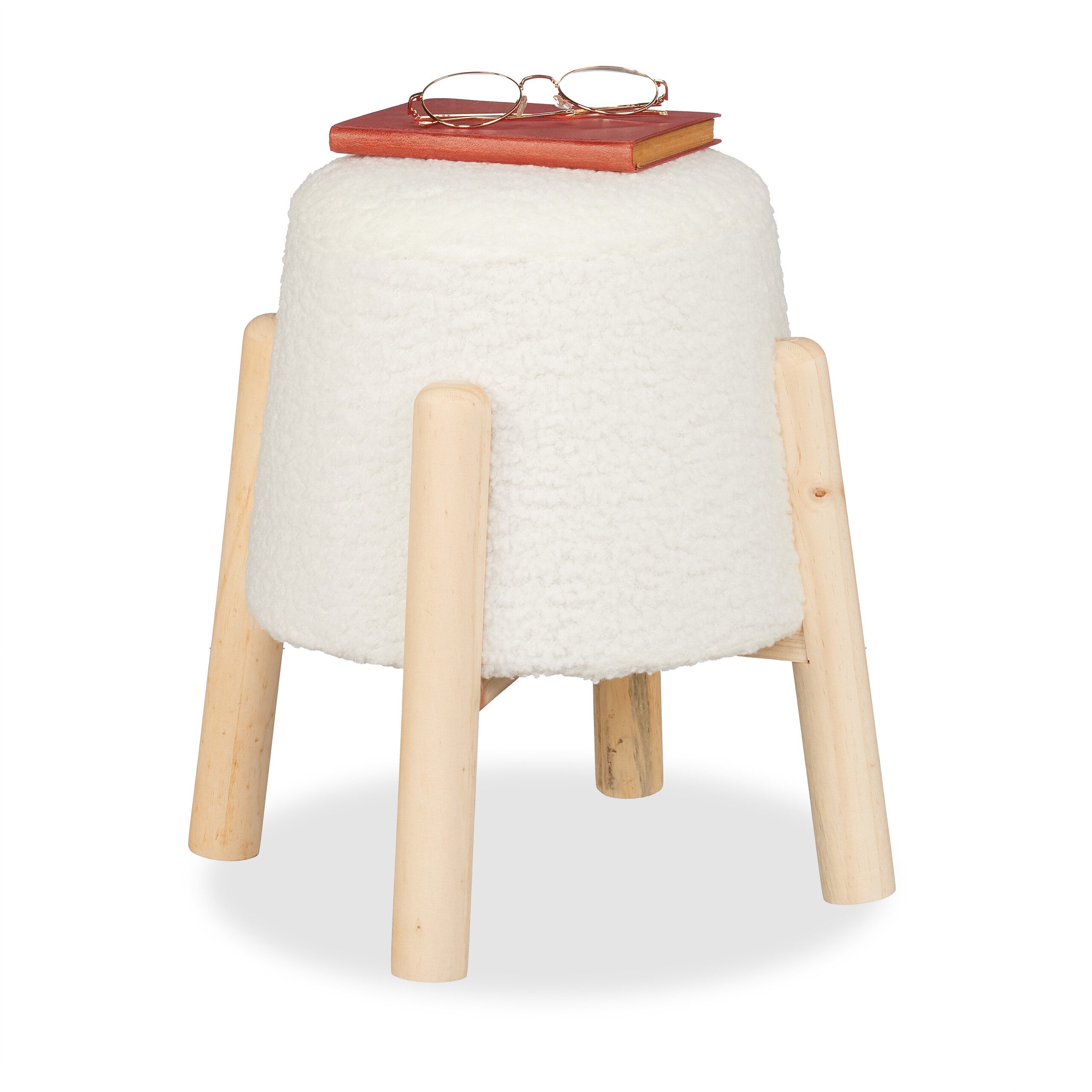 relaxdays Sitzhocker mit Teddyfell günstig online kaufen