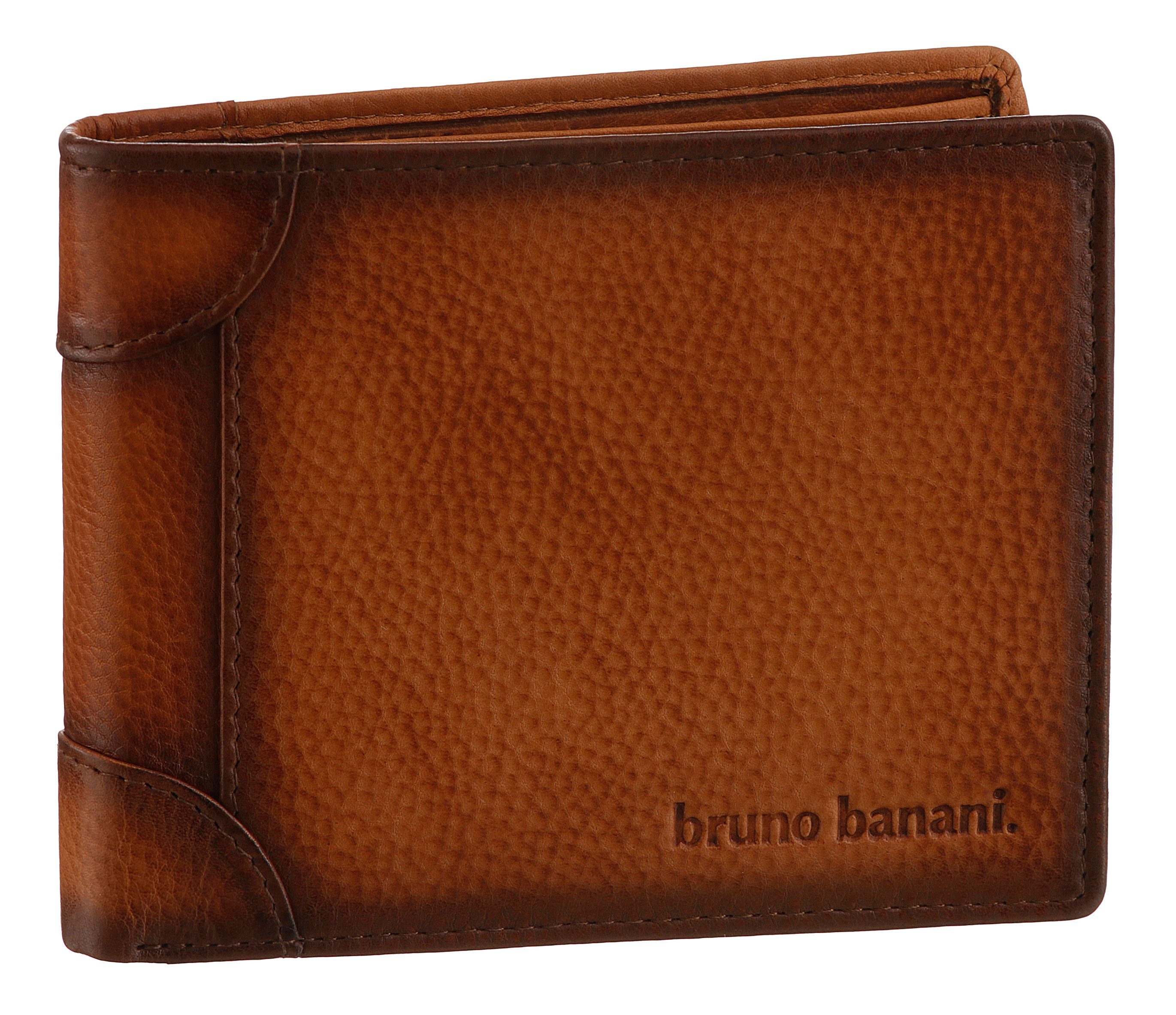 Bruno Banani Geldbörse, aus echtem Leder cognac