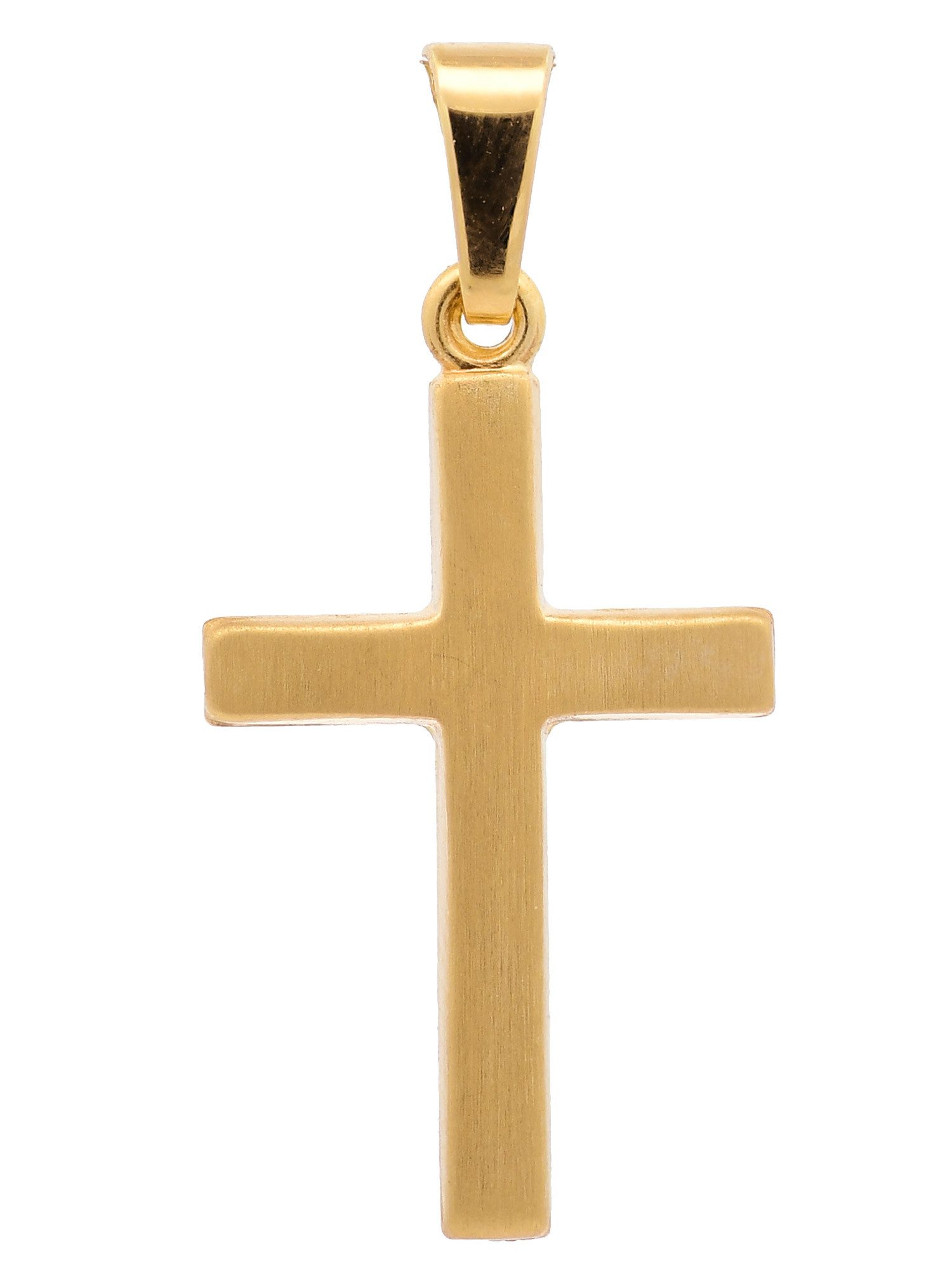 HOPLO Kreuzanhänger Gold Anhänger Kreuz mit Goldkette massiv 585 - 14 Karat Gold 36 cm, Made in Germany