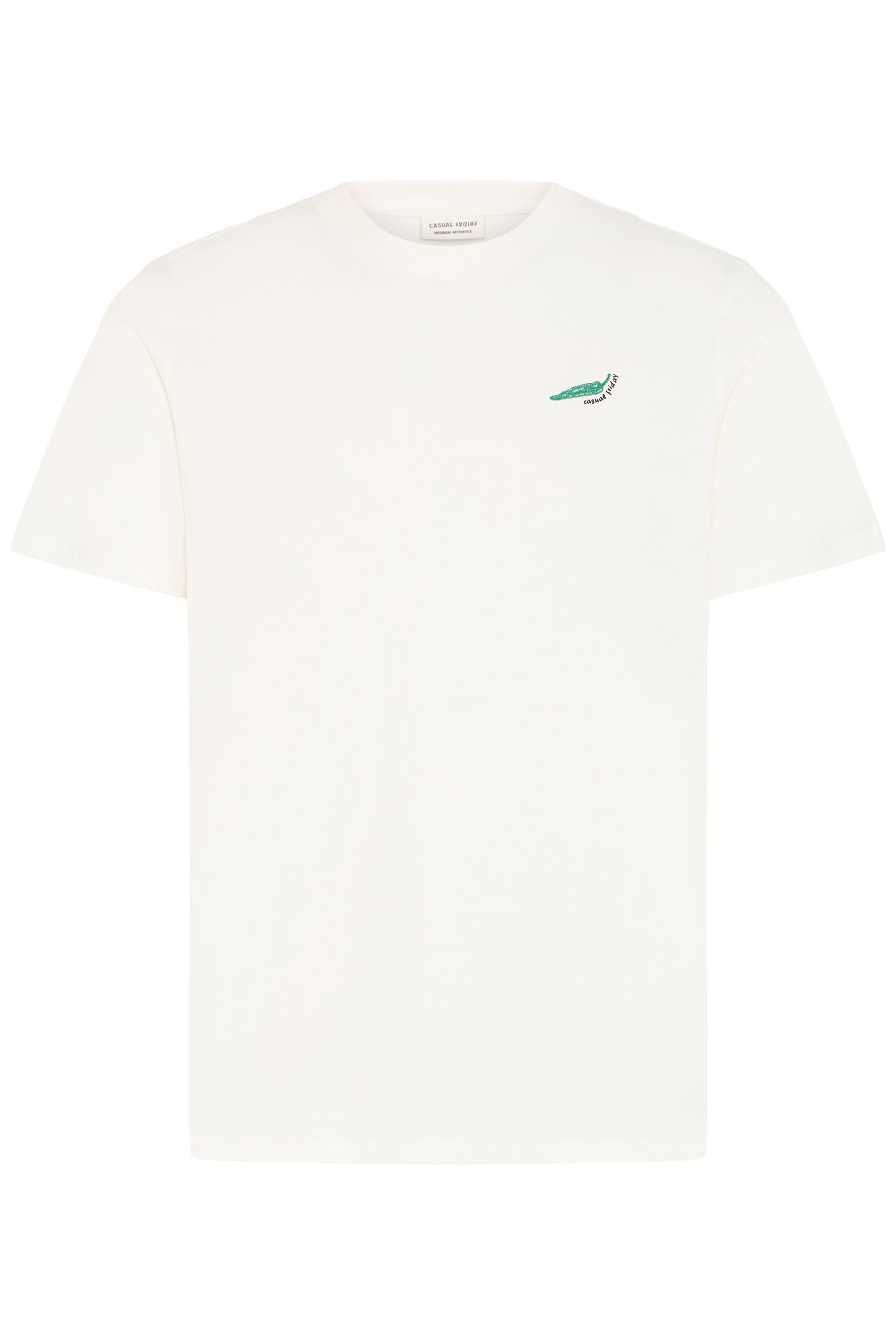 Casual Friday T-Shirt Gerade Passform Rundhals Dezente Stickerei Komfortabel für Herren (1-tlg) Baumwolle Normal Fit Rundhals Kurzarm Einfarbig atmungsaktiv