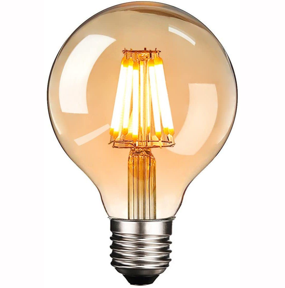 Leway LED Flutlichtstrahler 2stuk LED Edison Glühbirne E27, Retro Glühbirne  8W Dimmbar Vintage Stil LED Filament Birne Lampe Amber Glas (800 Lumens,  2200K) Ideal für Dekorative Beleuchtung mit Antike Nostalgie Stil