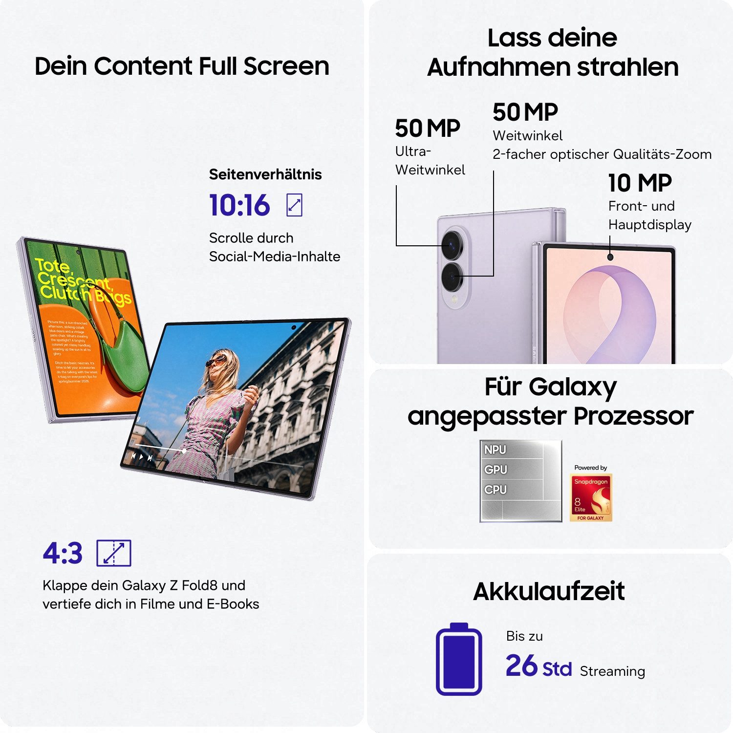 Samsung Galaxy Z Fold8 Smartphone (19,32 cm/7,6 Zoll, 256 GB Speicherplatz, 50 MP Kamera)