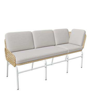 Merax Gartenlounge-Set für 5 Personen mit Stahlrahmen, (3-tlg., 1 3-Sitzer Sessel, 1 2-Sitzer Sessel, 1 Couchtisch), Balkonset Rope Lounge, Gartenmöbel Set Landhaus, Sitzgruppe