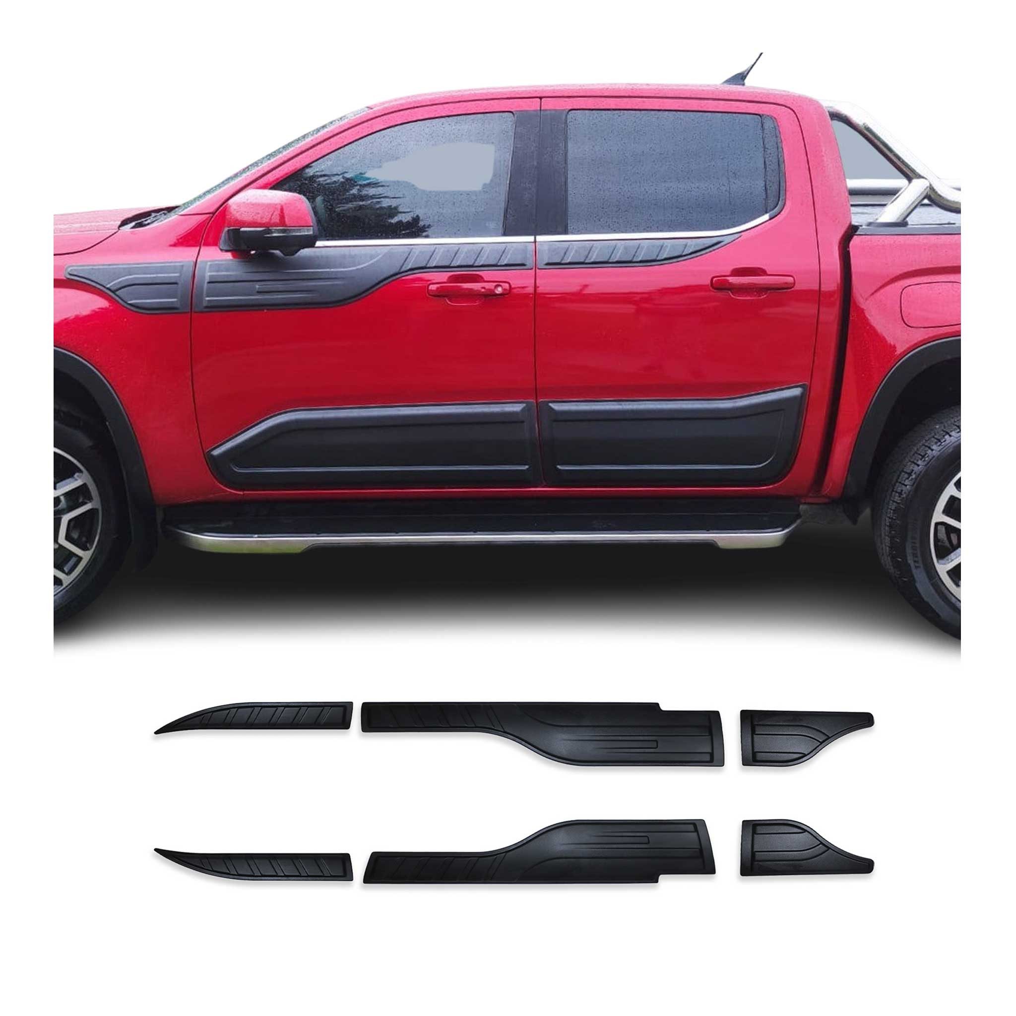 OMAC Frontstoßstange Türschutzleisten Seitenschutz für VW Amarok 2023-2025 ABS Schwarz 6tlg, 6-St., Absolut rostfrei, Rostfreies