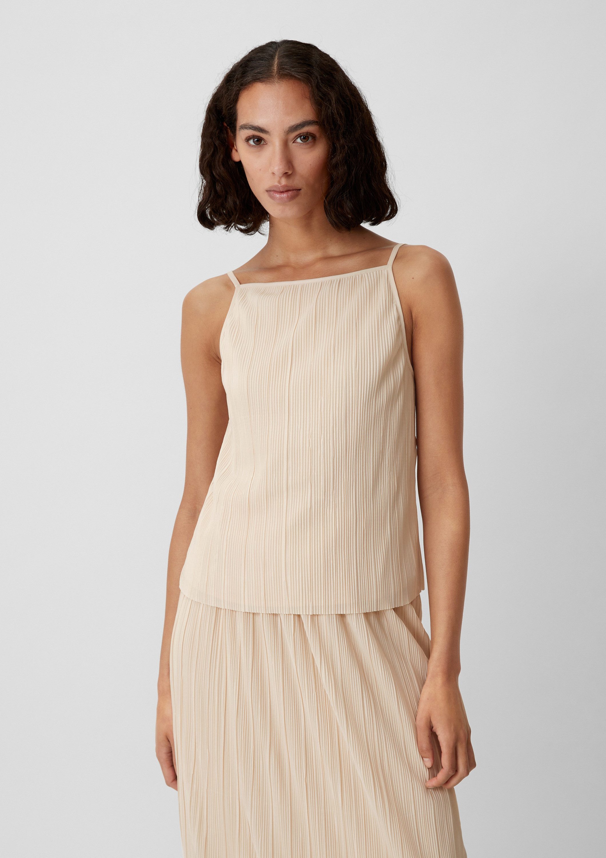 comma Muskelshirt T-Shirt Top mit Plissee-Struktur