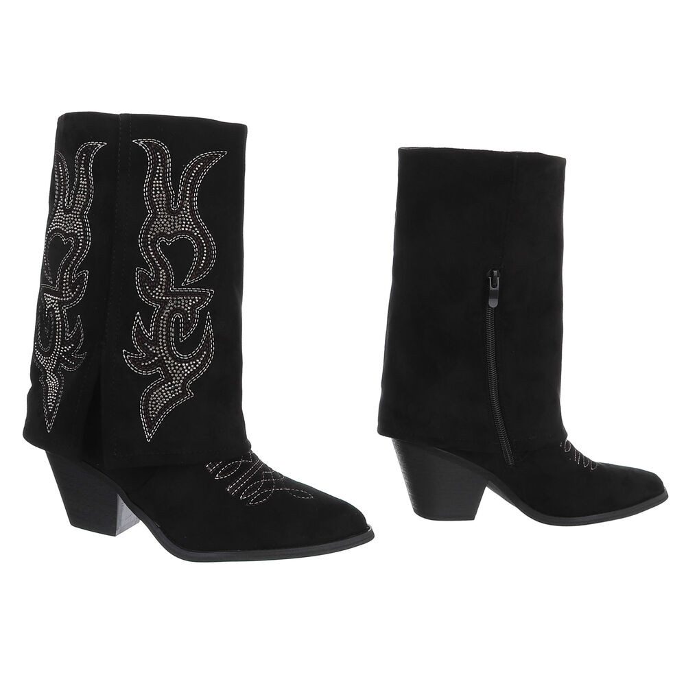 Ital-Design Western-Stiefel mit Details für Damen, vielseitig einsetzbar Westernstiefel (90726927) Blockabsatz Stiefel in Schwarz
