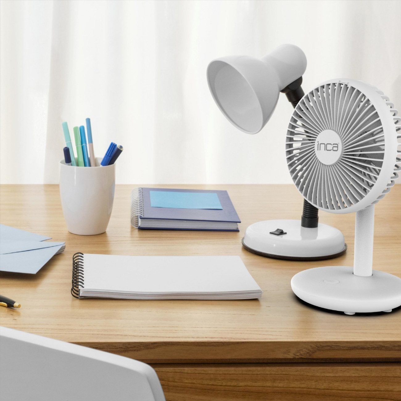 INCA Tischventilator IMF-14B, 15 cm Durchmesser, Schreibtischventilator mit 4 Stufen und abnehmbarer Frontabdeckung