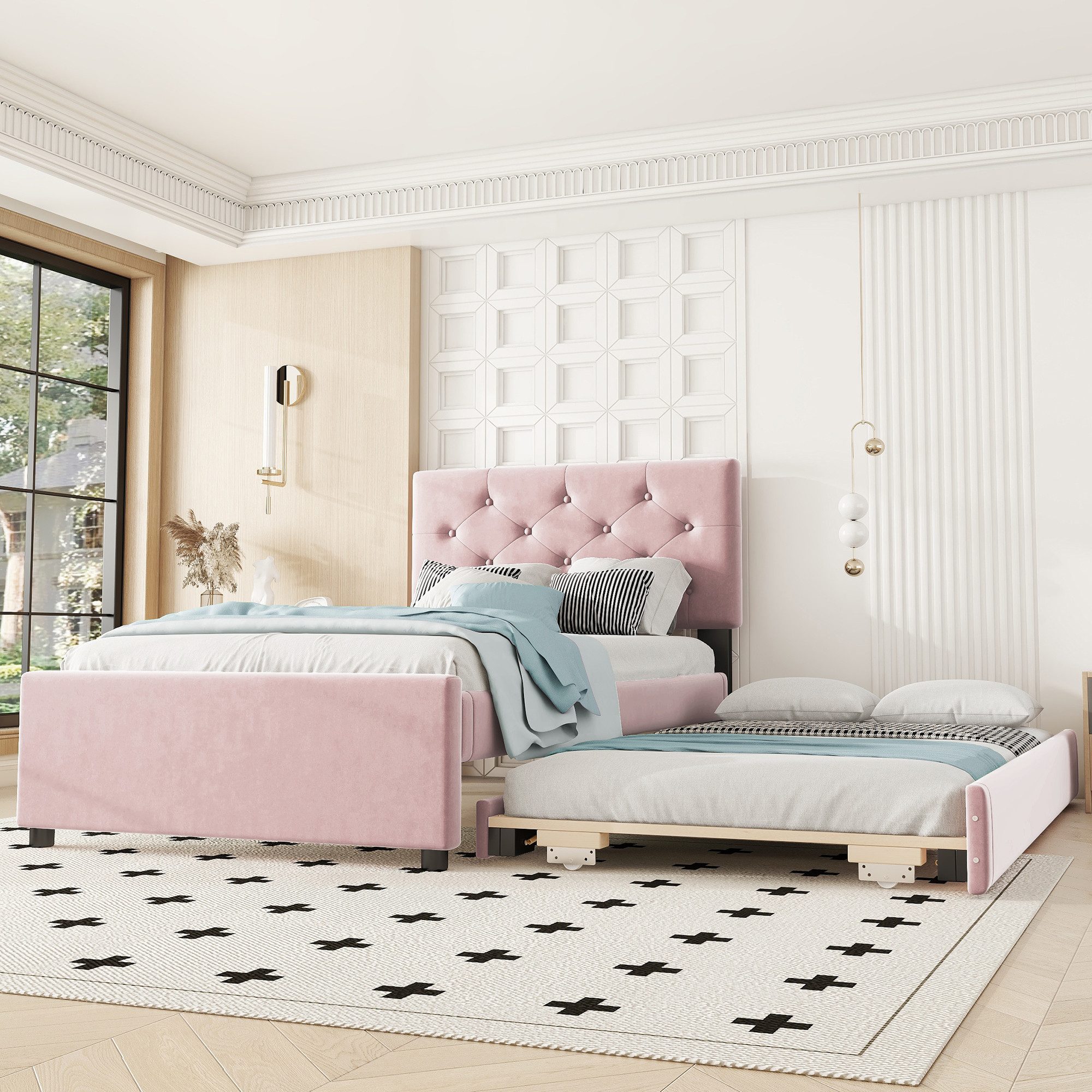 REDOM Polsterbett Gästebett,Funktionsbett,mit Rollcontainer (Polsterbett, m günstig online kaufen