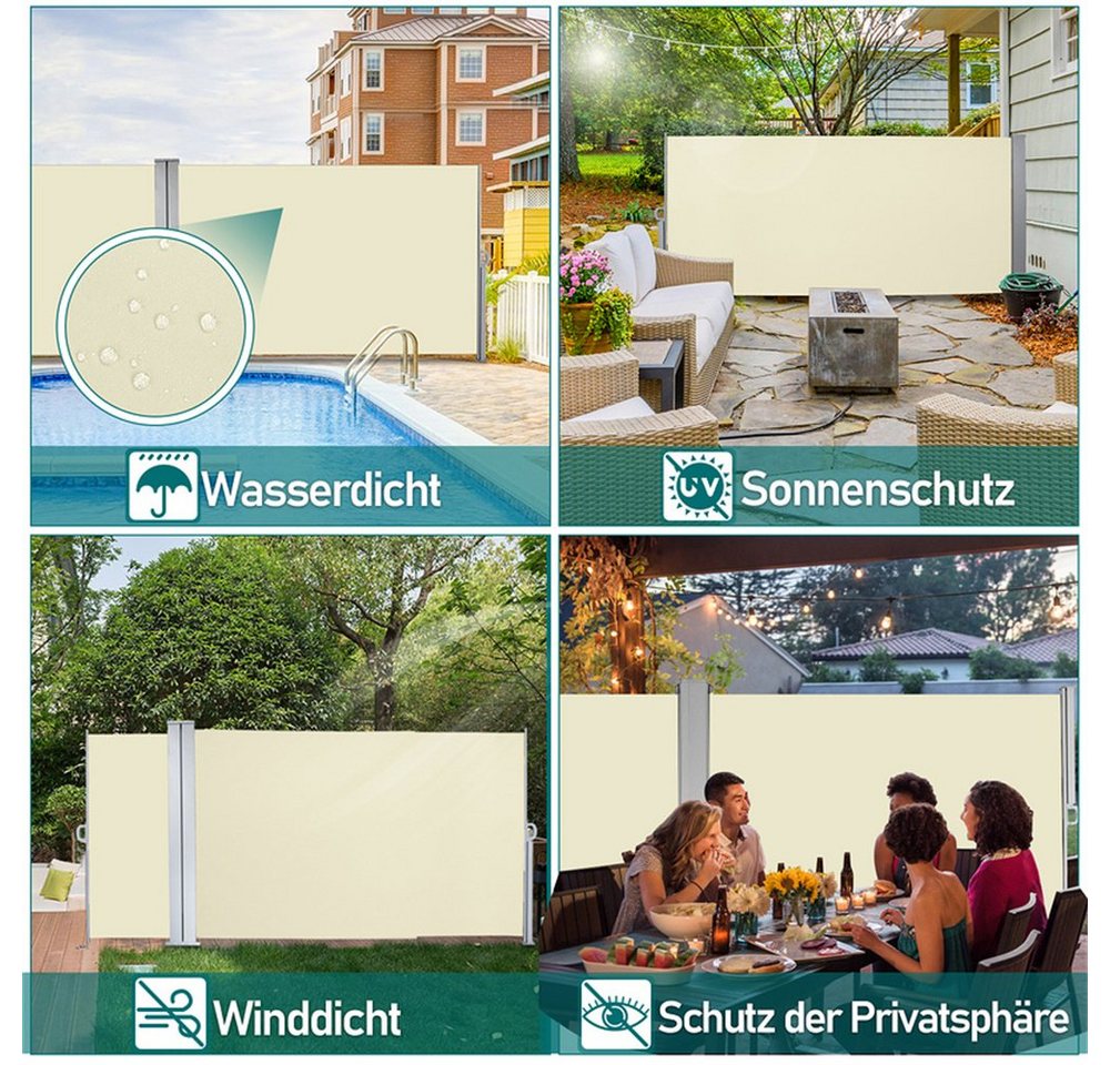Thumbnail - Clanmacy Seitenarmmarkise Seitenmarkise Anthrazit Markise mit TÜV Geprüft Ausziehbar