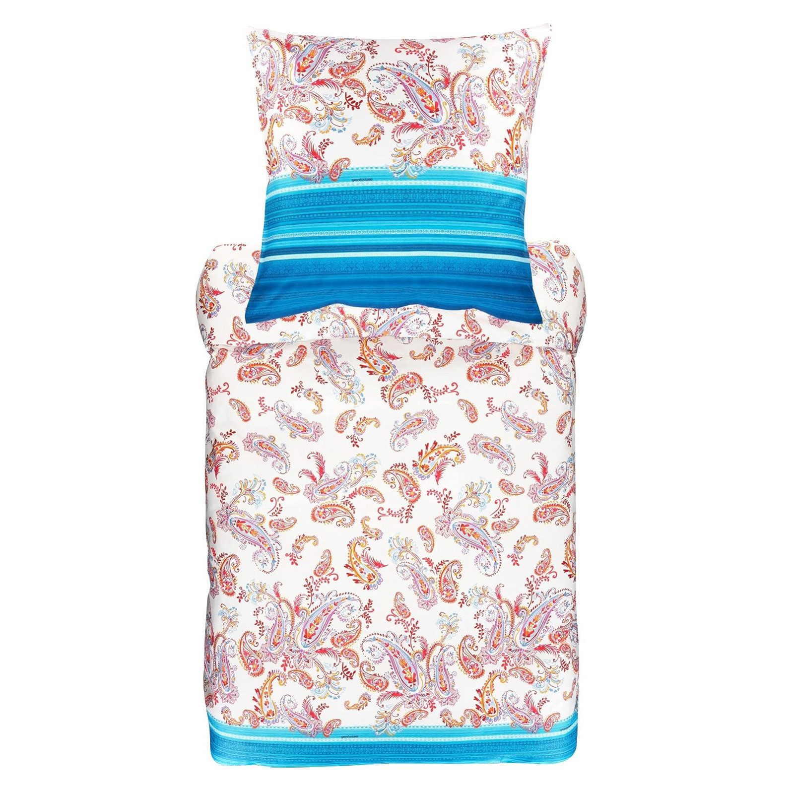 Bassetti Bettwäsche Bettwäsche Bassetti Mako Satin Tosca B1 blau türkis 135x200, Mako Satin, 2 teilig, 100% Baumwolle (Premium Mako Satin)