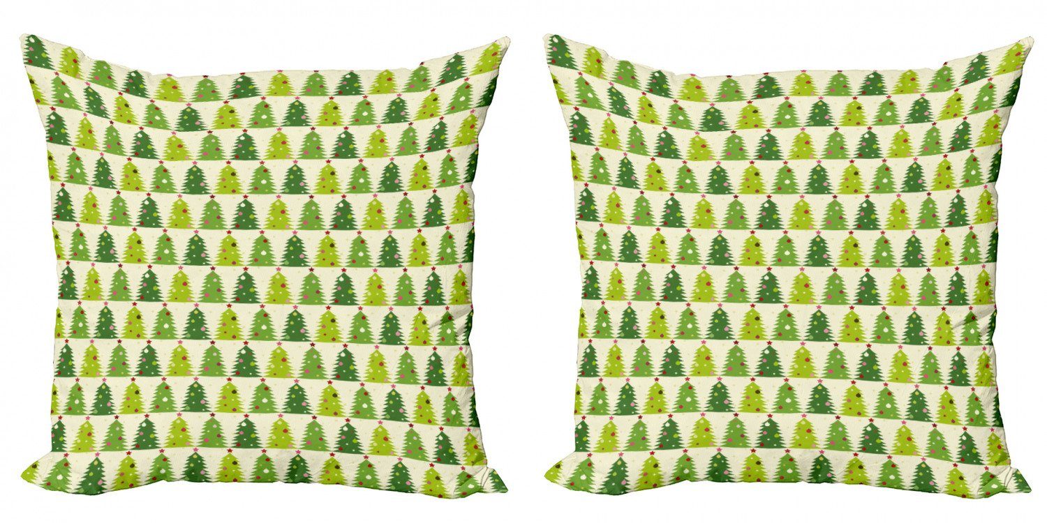 Kissenbezüge Modern Accent Doppelseitiger Digitaldruck, Abakuhaus (2 Stück), Weihnachtsbaum Verzierte Bäume