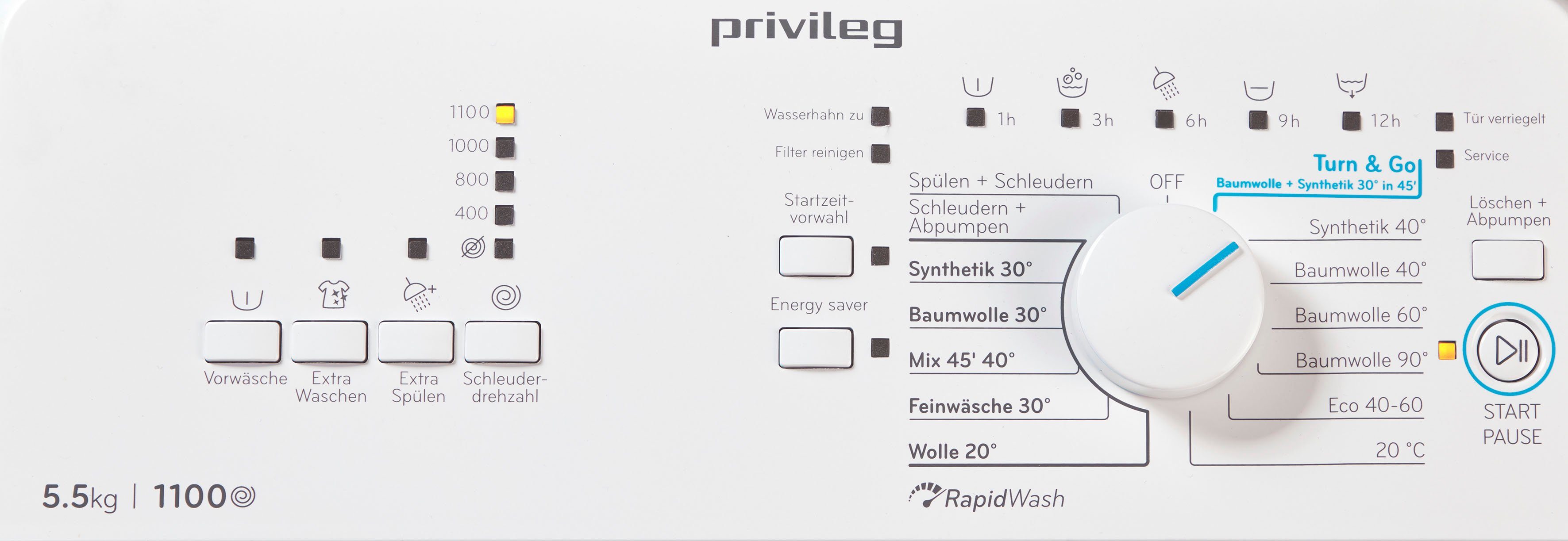 Waschmaschine LD55 U/min 5,5 kg, DE, Toplader PWT Privileg 1100