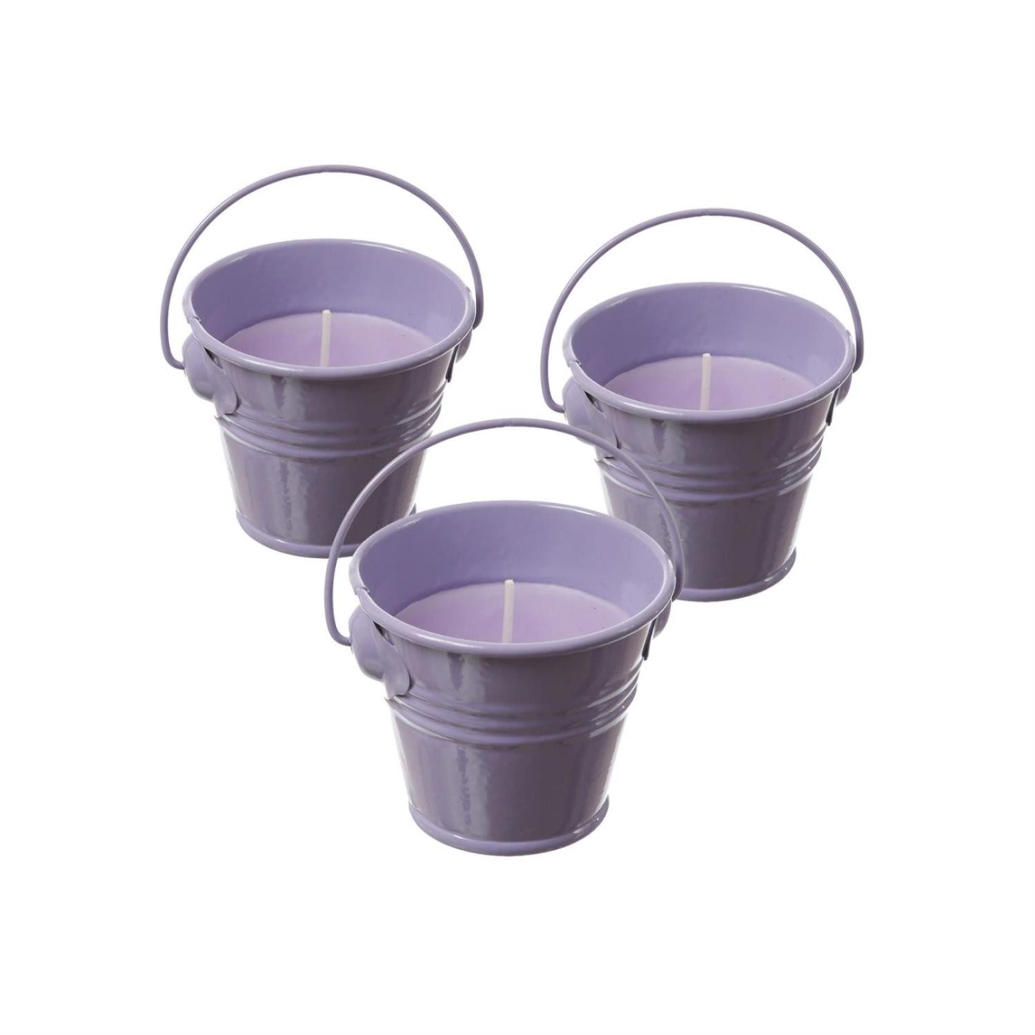 MARELIDA LED-Kerze Duftkerzen Citronella Garten Balkon Outdoorkerzen im Metalleimer 3St. (3-tlg)