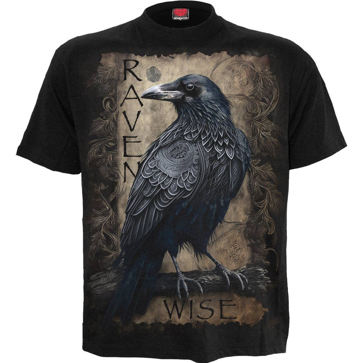 Spiral Print-Shirt Gothic Shirt Raven Wise Spiral Schwarz Gothic Shirt Anime aus Baumwolle mit Print
