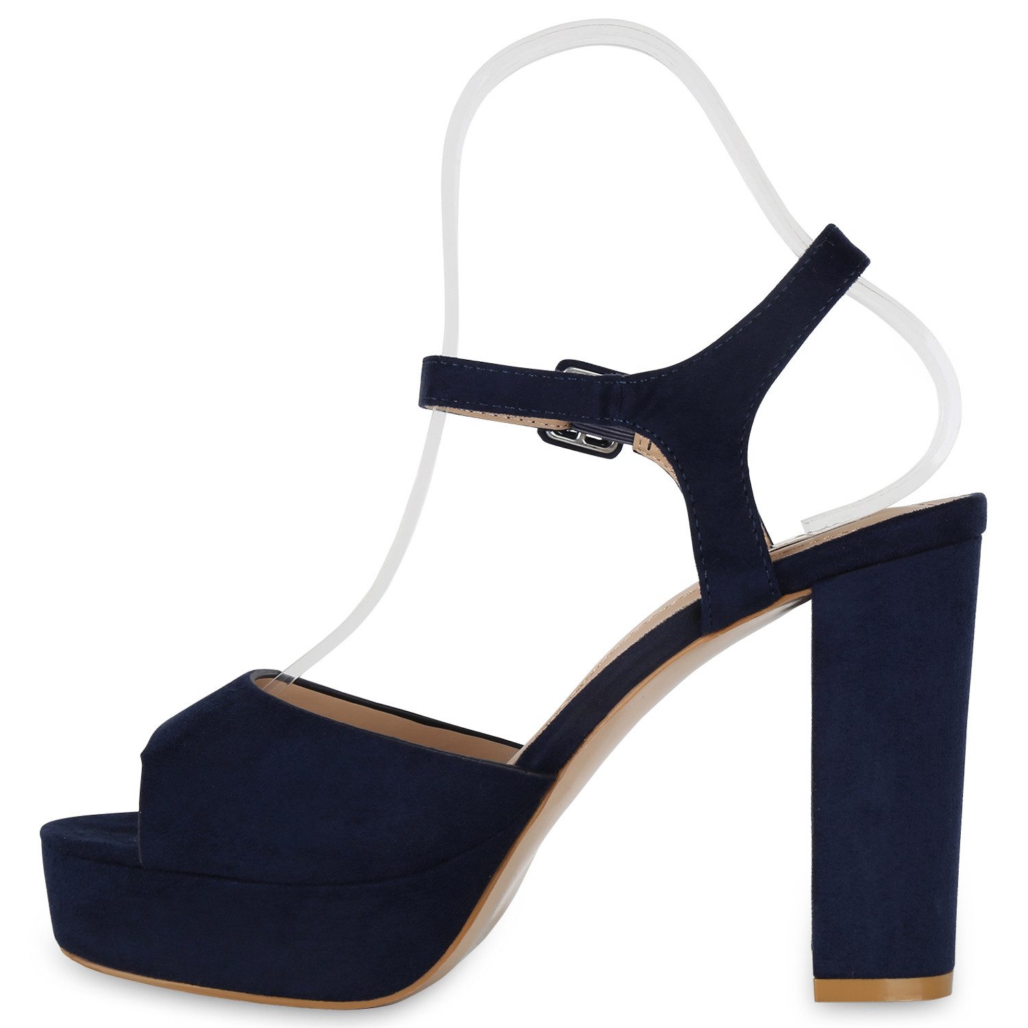 VAN HILL 826158 Plateausandaletten Damen Plateau Sandaletten Blockabsatz Party High Heels