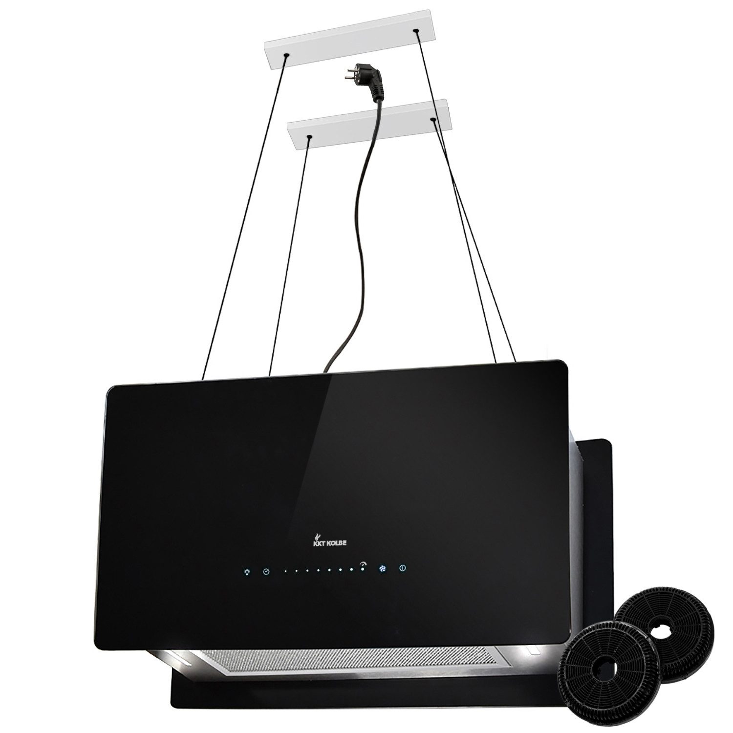 KKT KOLBE Inselhaube Dunstabzugshaube Inselhaube CUBE60-Serie 60cm Abzugshaube / Inselhaube / Umluft / Schwarz / Glas / Touch LED / WiFi