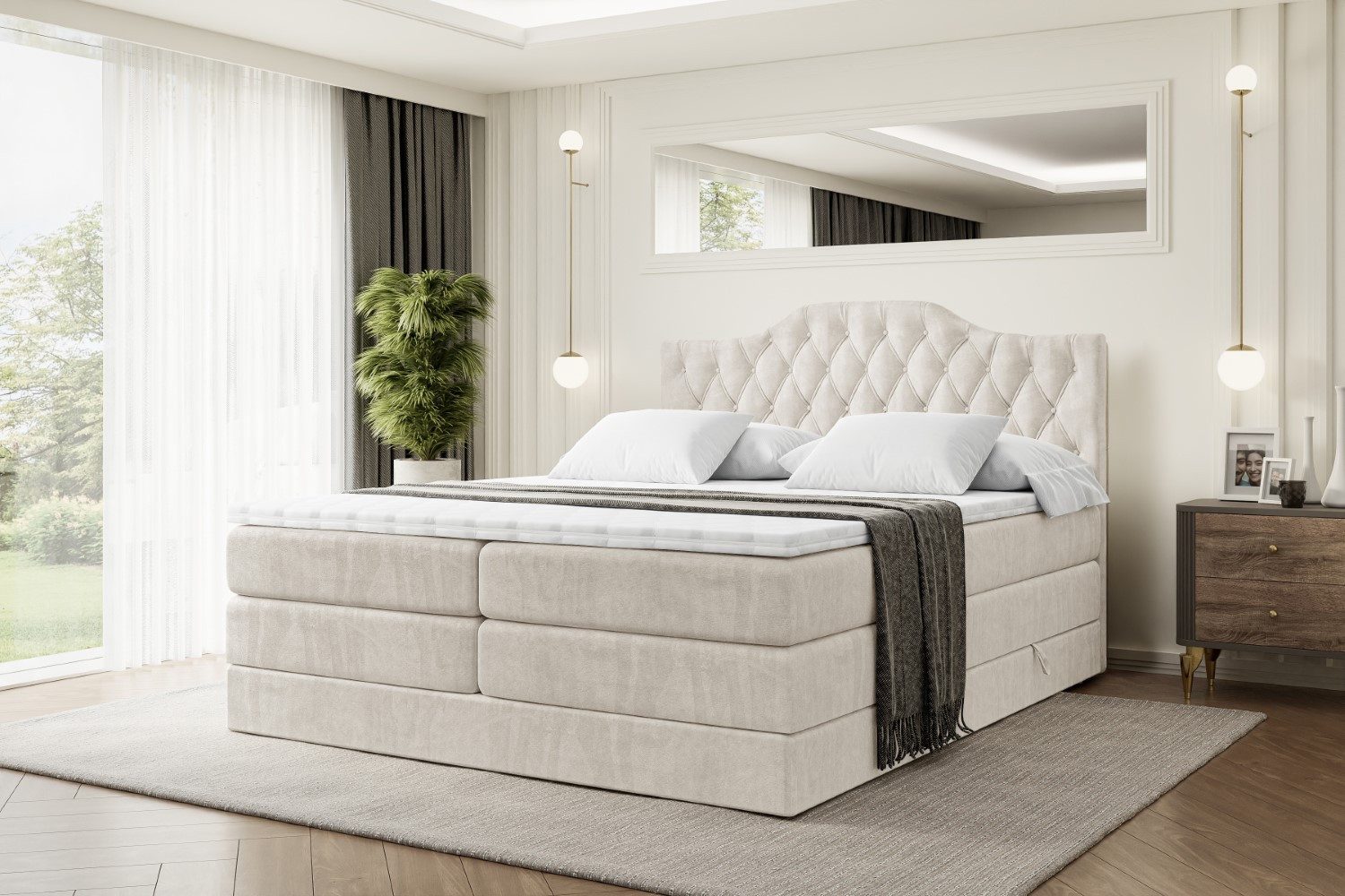 ALTDECOR Boxspringbett VILA-1 KING (Multipocket-Matratze H4, H3 Matratze Bonellfederung, Topper, Kopfteil)