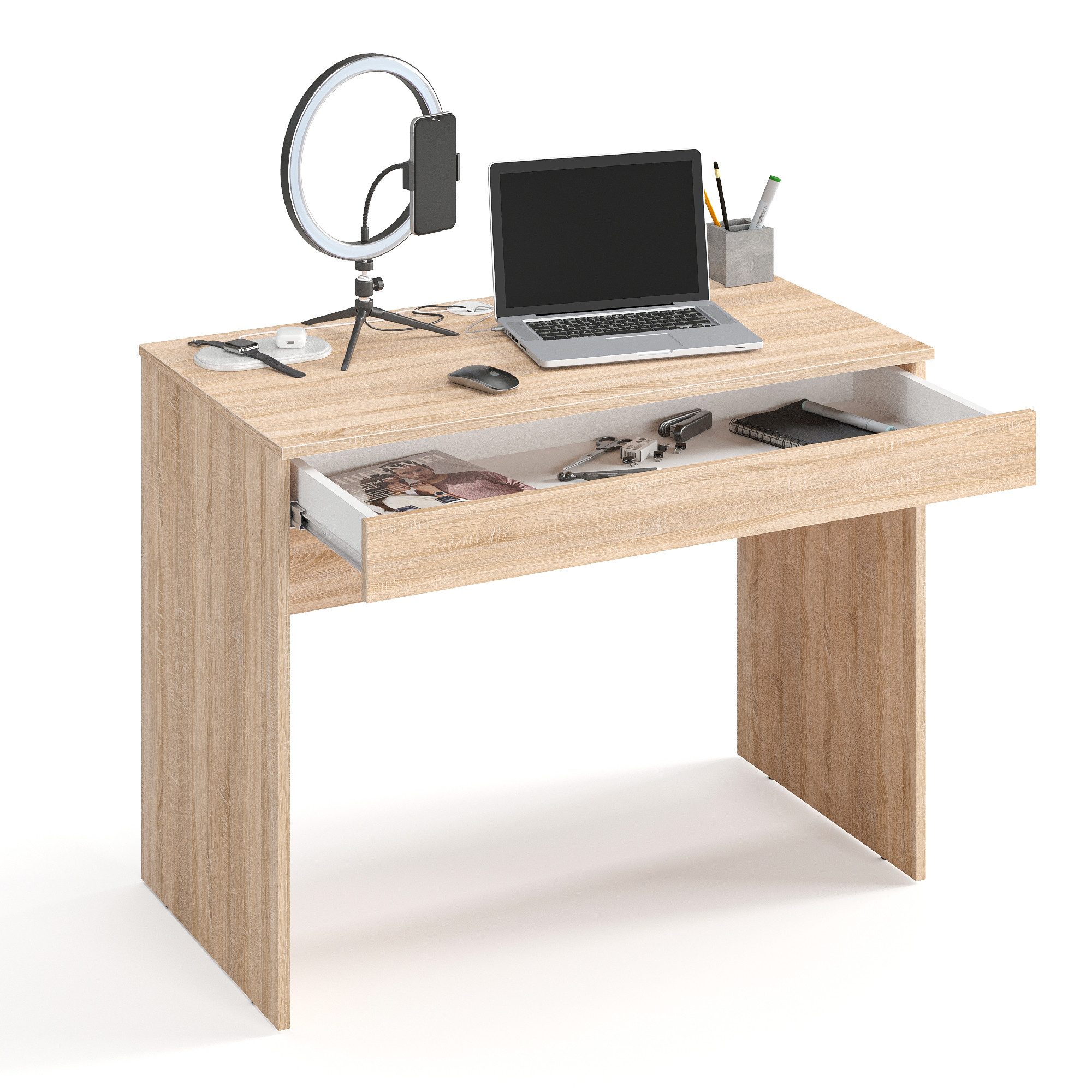 KOMTO Schreibtisch Milan mit 1 Schublade Bürotisch Computertisch Klein Arbe günstig online kaufen