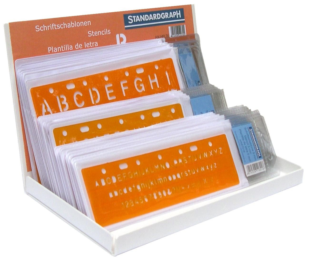 STANDARDGRAPH Zeichenlineal Standardgraph mit je 10 Schablonen Standard in 5 - 10 - 20 mm im