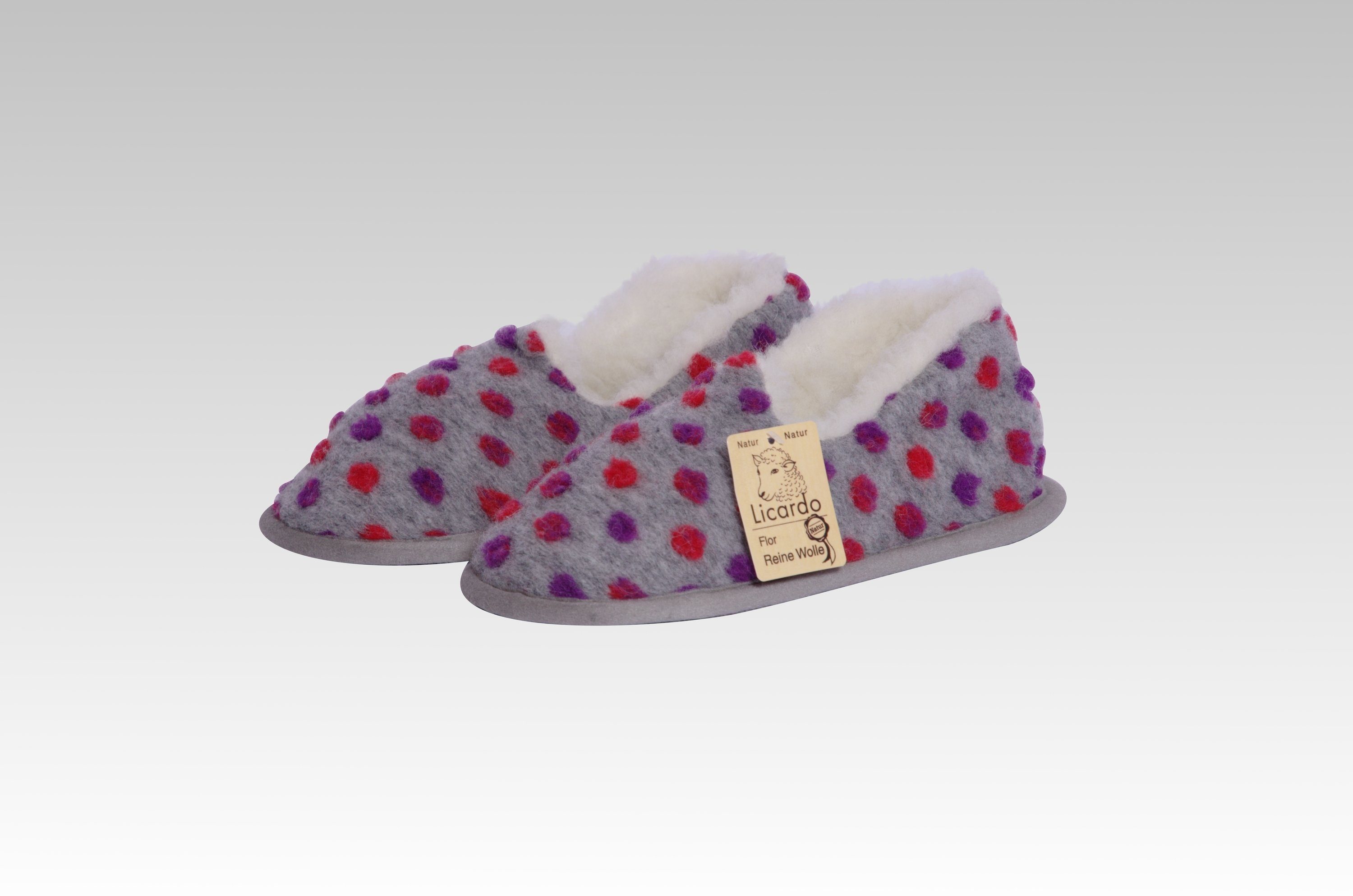 Licardo Hausschuhe Mokassin Wolle Noppen silber Hausschuh (1 Paar, 0-tlg) für warme Füße