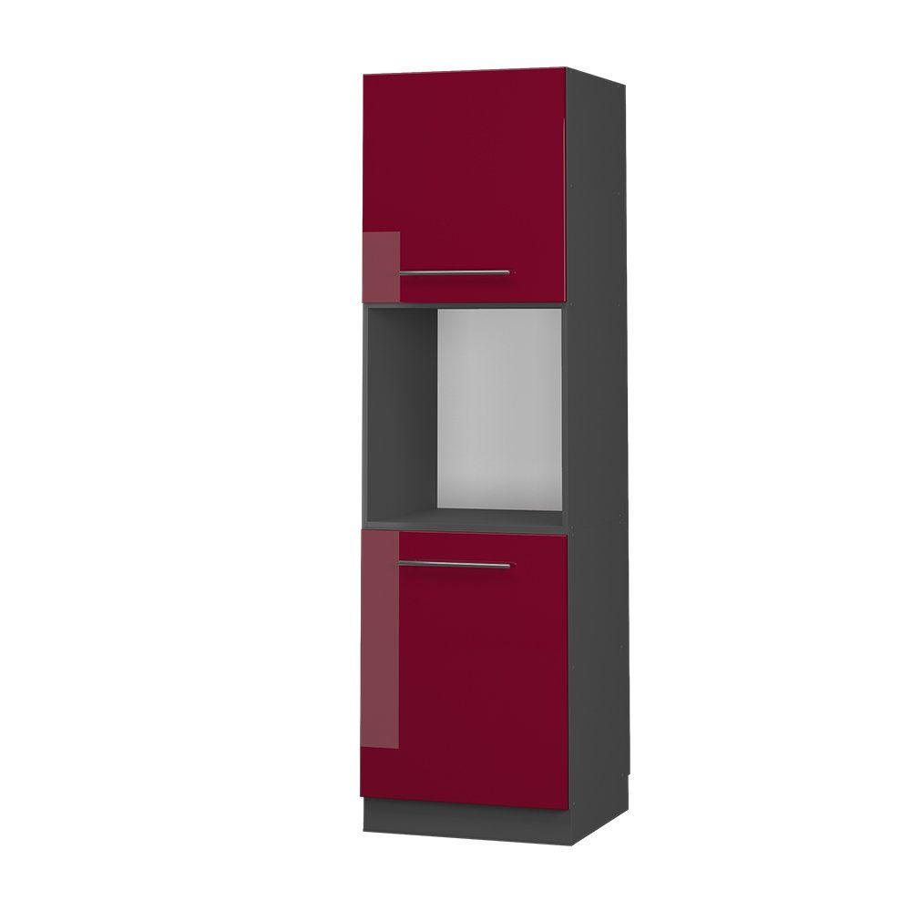Vicco Herdumbauschrank Fame-Line, Bordeaux Hochglanz/Anthrazit, 60 cm offen (1-St)