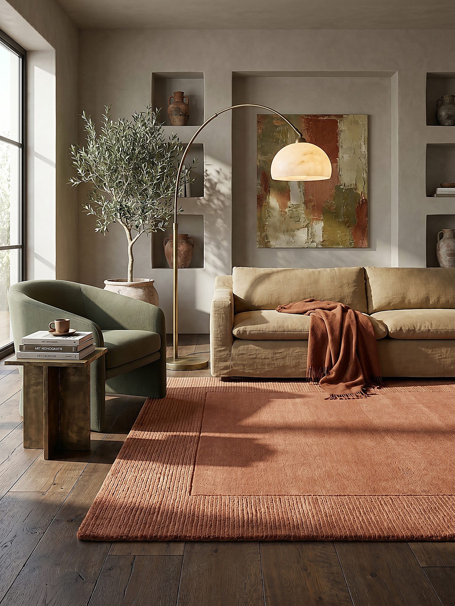 KADIMA DESIGN Wollteppich MOLE Esszimmerteppich Kurzflor Wolle 120x170 Orange Naturfaser, Rechteckig, Höhe: 12 mm, 100% Wolle, 8 mm Flor, 3000 g/m², Naturkautsc – Bild 2 von 5