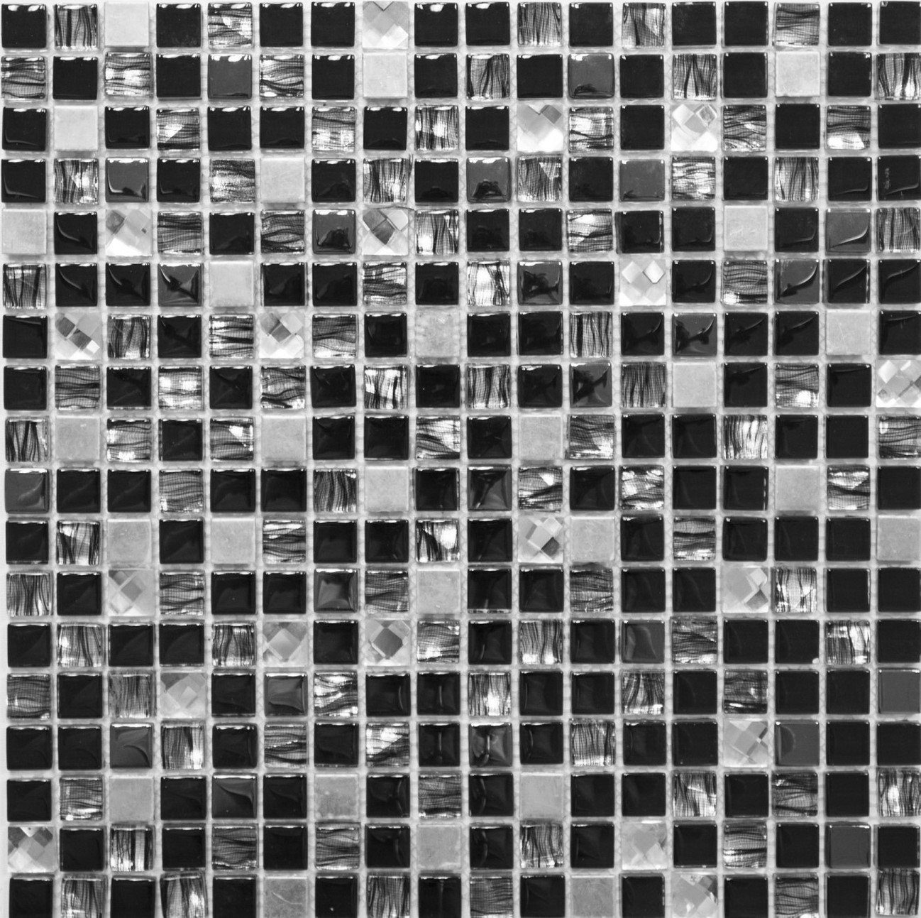 Mosani Mosaikfliesen Glasmosaik Edelstahl Mosaik schwarz glänzend / 10 Matten